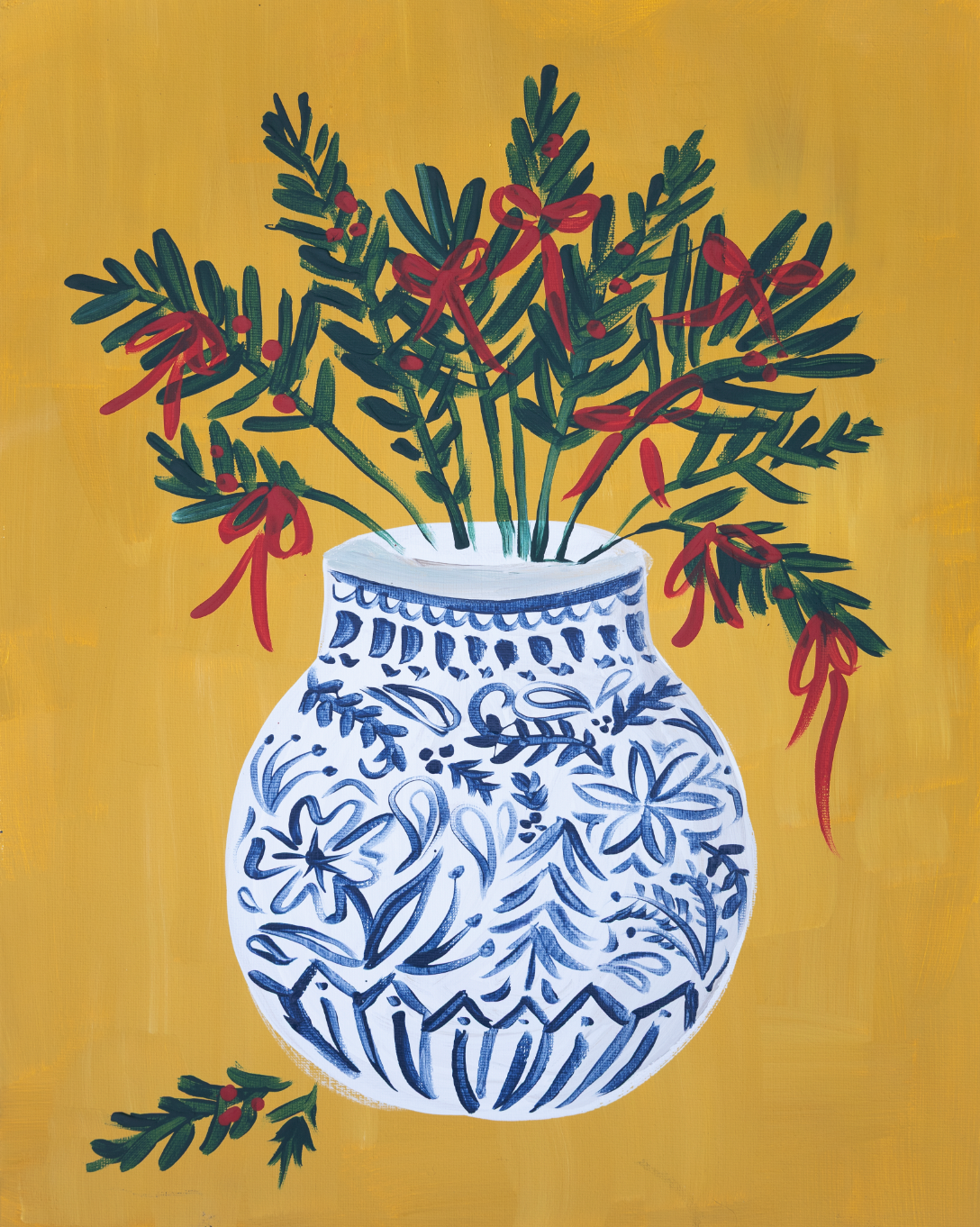 Pines in Ginger Jar Folk Luxe Art Print