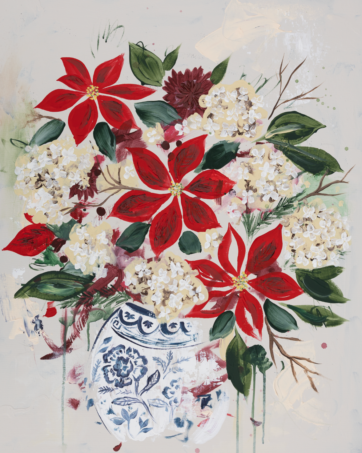 Chinoiserie Christmas Bouquet Luxe Art Print