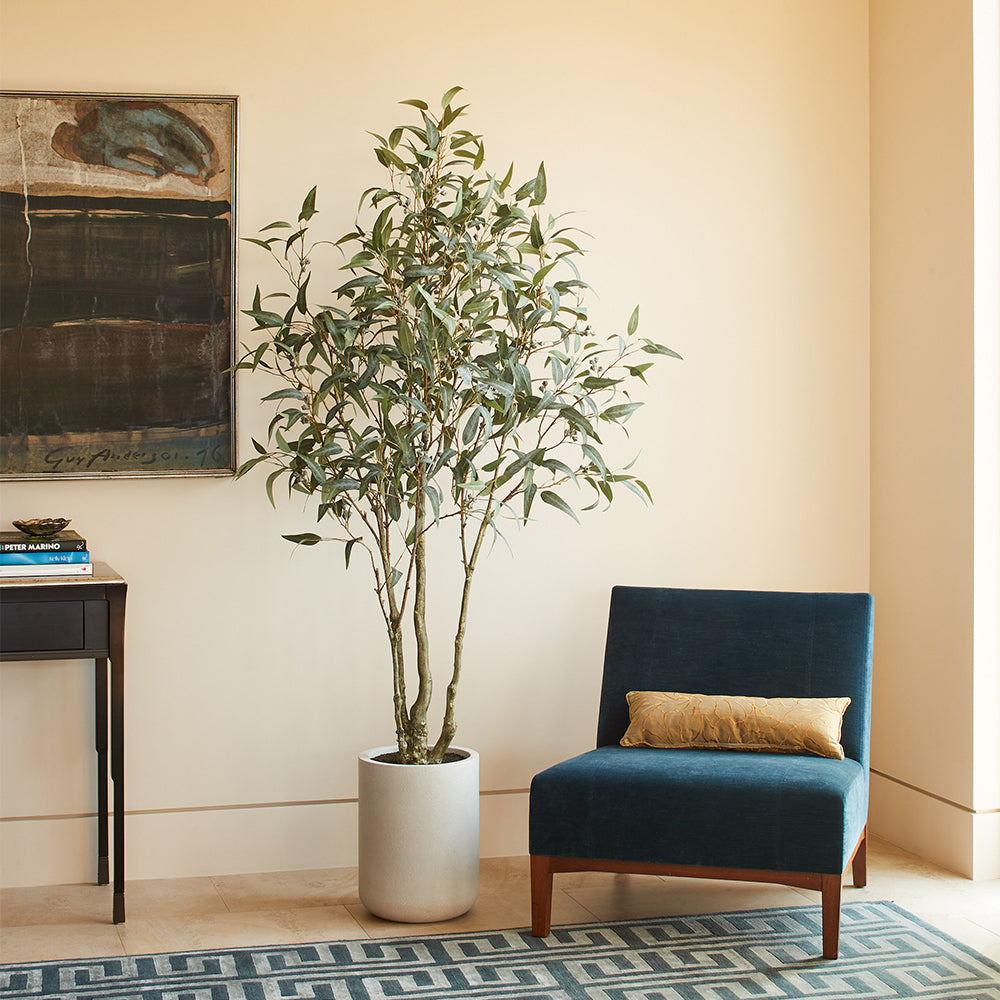 7' Artificial Willow Eucalyptus Tree with Artisan Planter