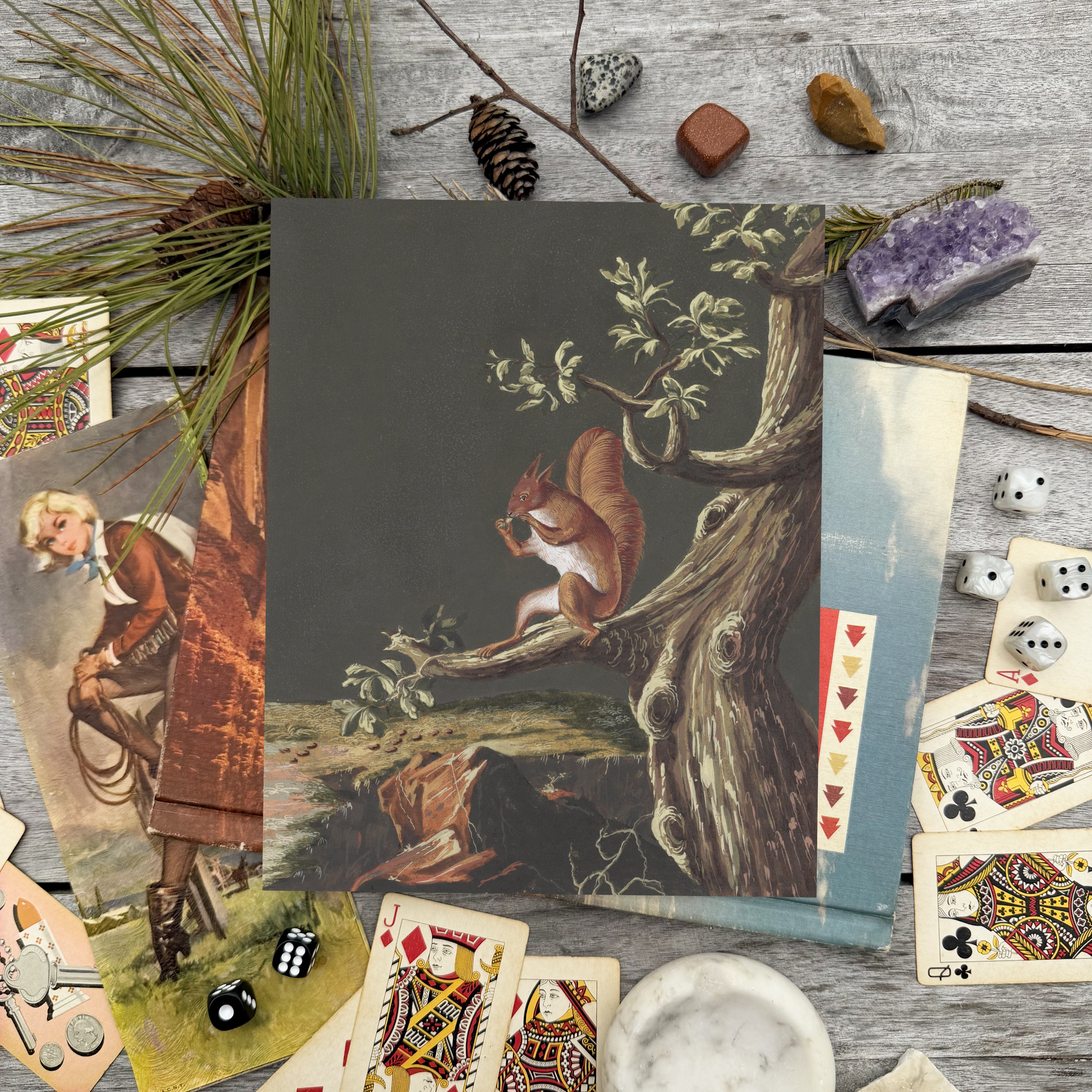 Vintage Squirrel Luxe Art Print