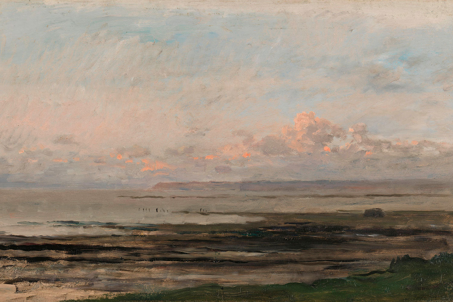 Sunset Sea Canvas Wall Art . Rectangle