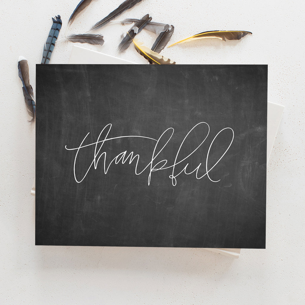 art print of thankful in blackboard, size 10 x 8