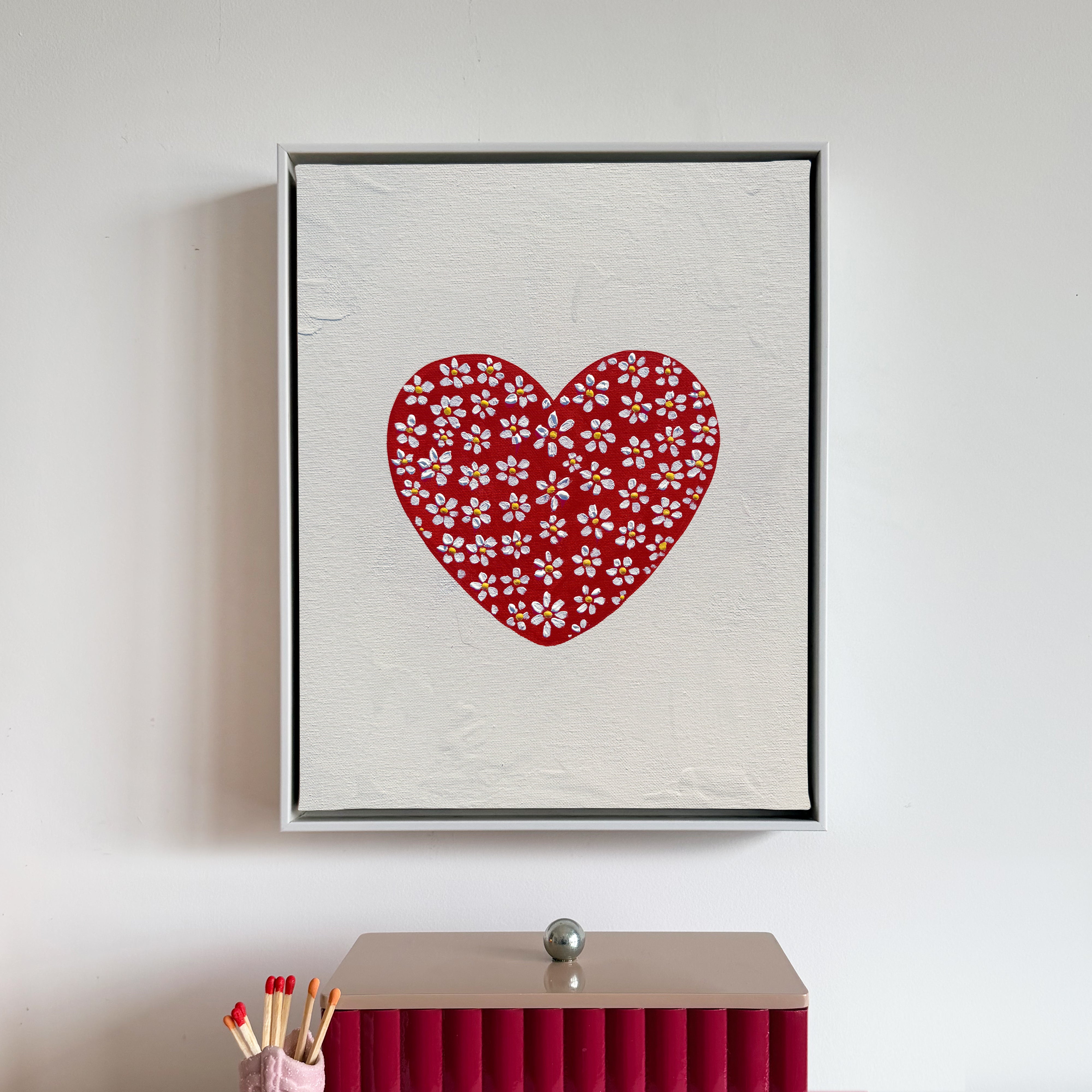 Daisy Heart Canvas Wall Art