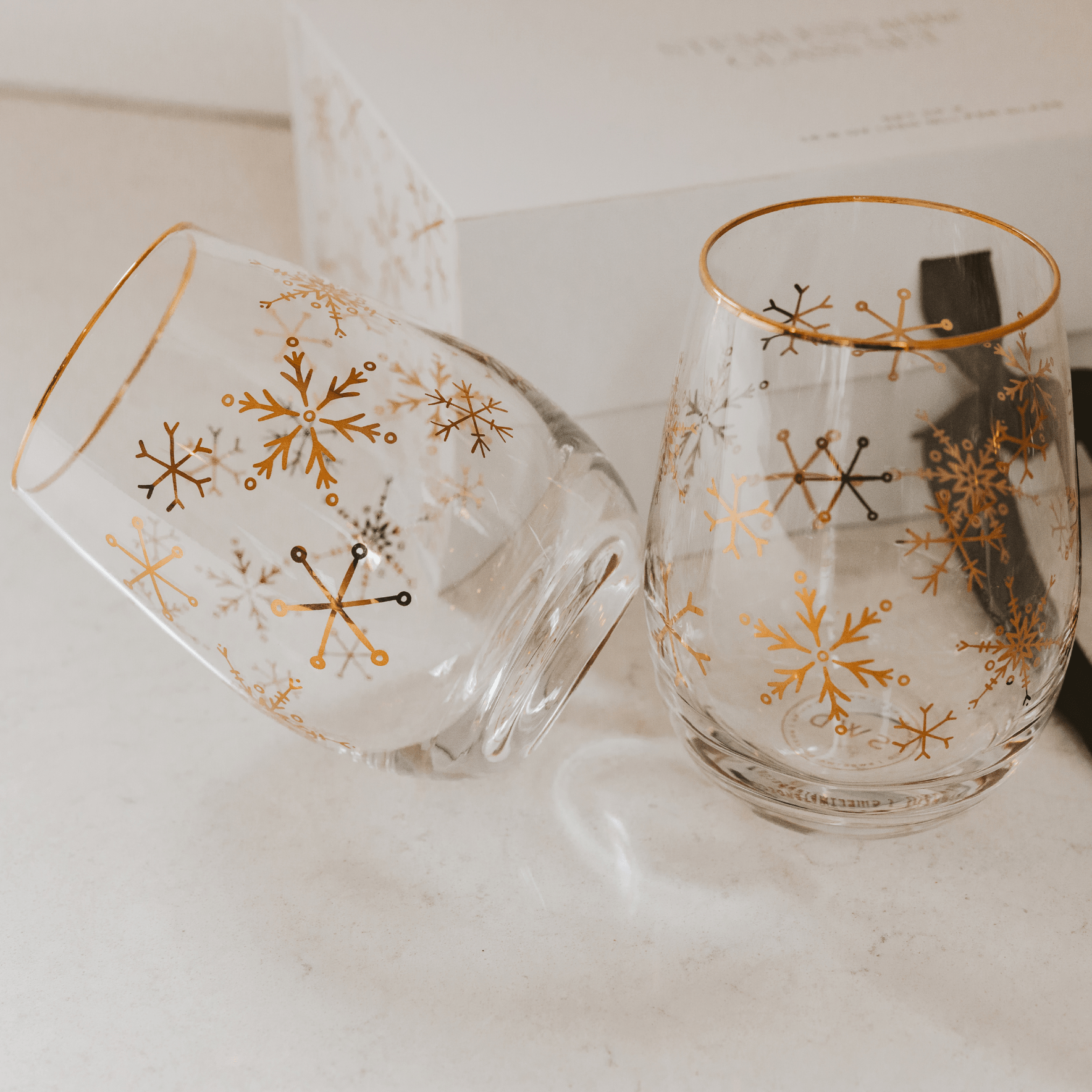 Snowflakes Stemless Wine Glass (Boxed Set of 2)