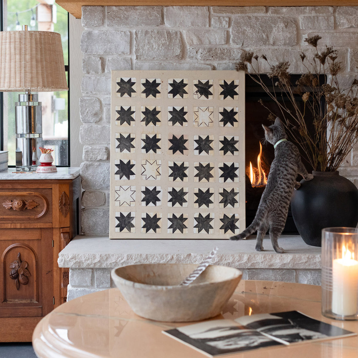 Winter Star Quilt Canvas Wall Art. vertical