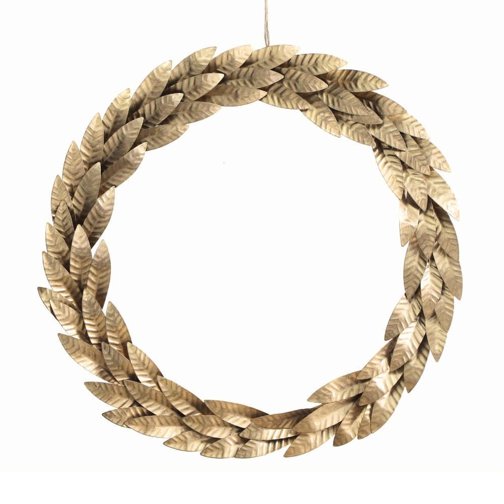16" Mixed Metal Wreath with Leaves