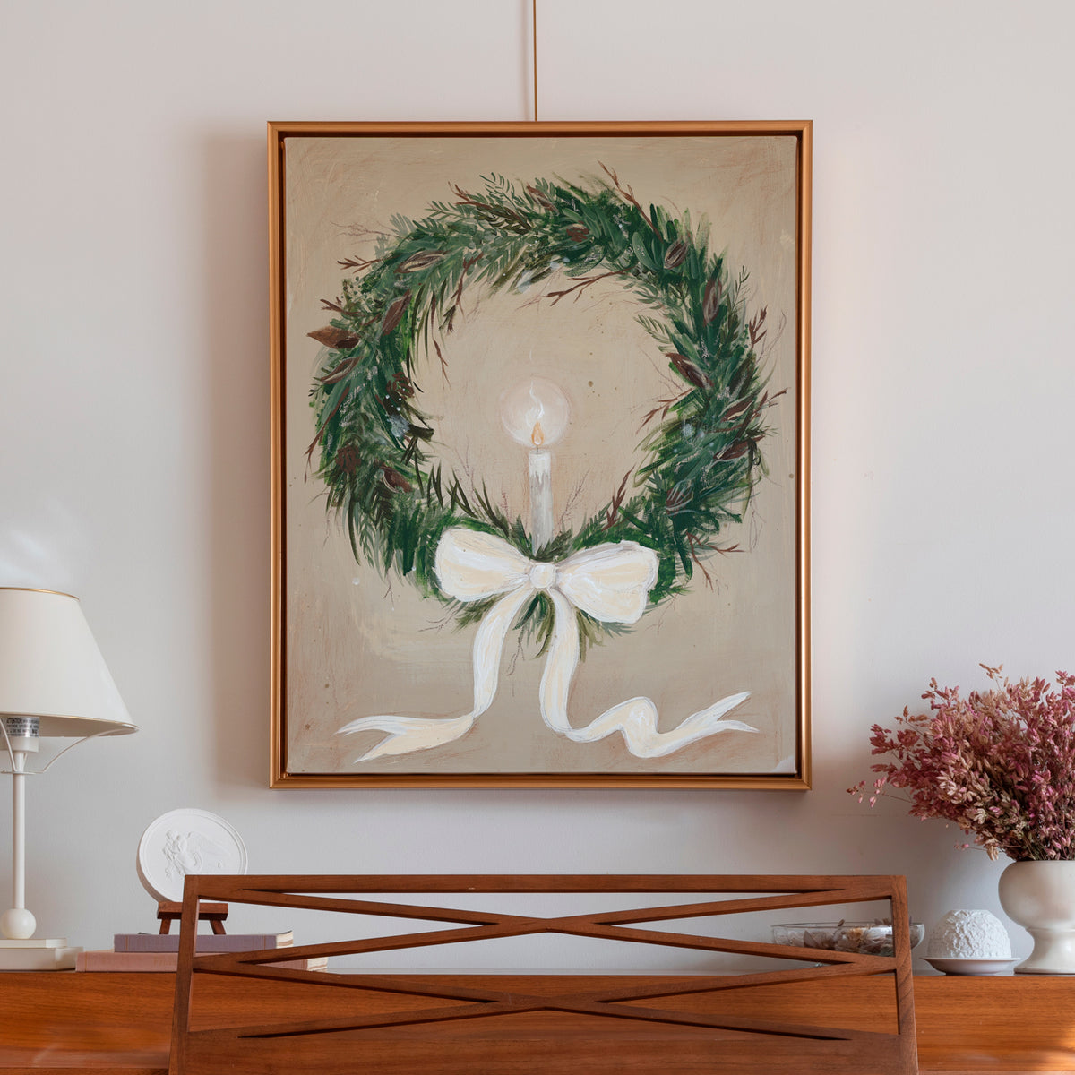 Welcome Wreath Canvas Wall Art
