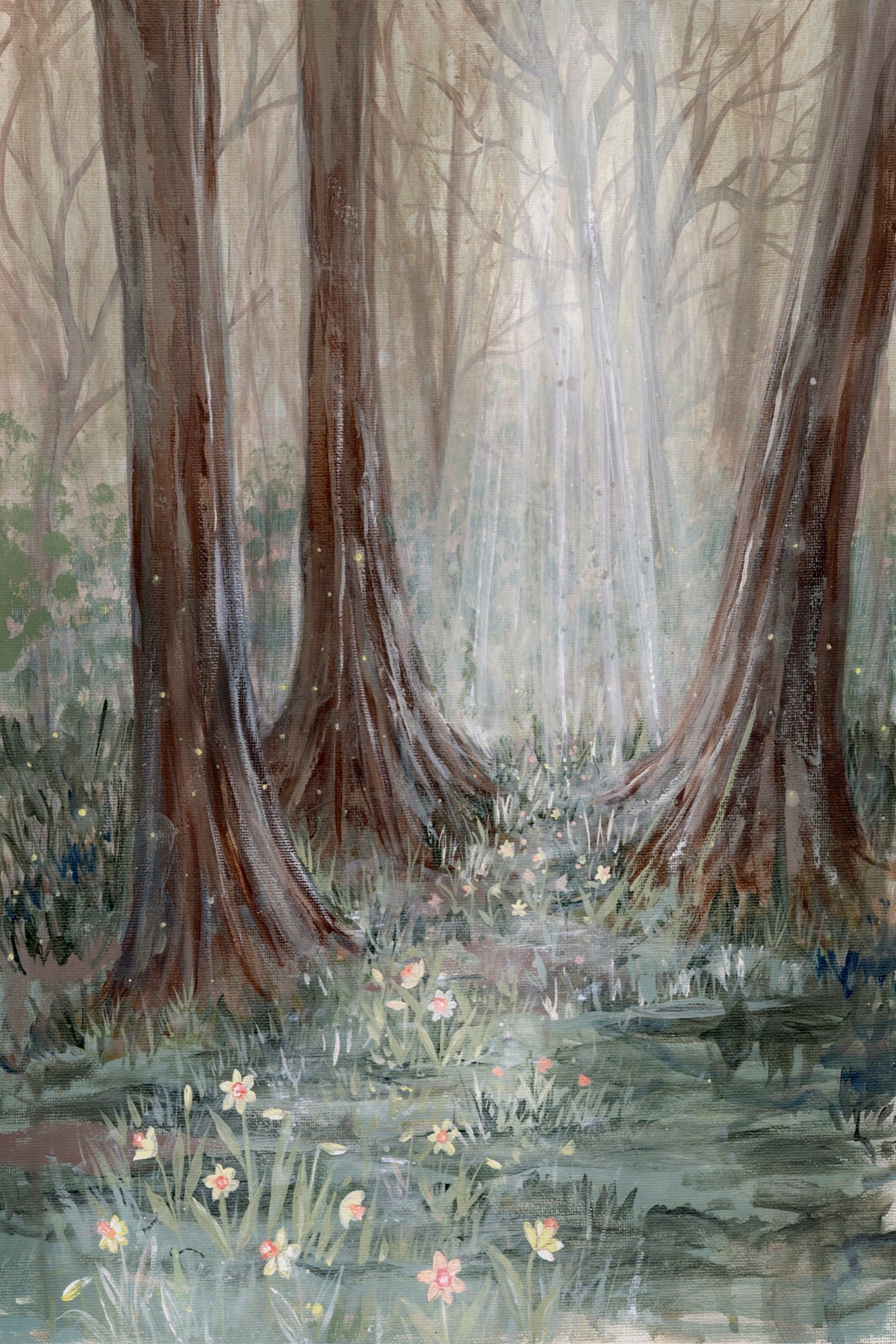 A Light Through The Trees Canvas Wall Art . Rectangle