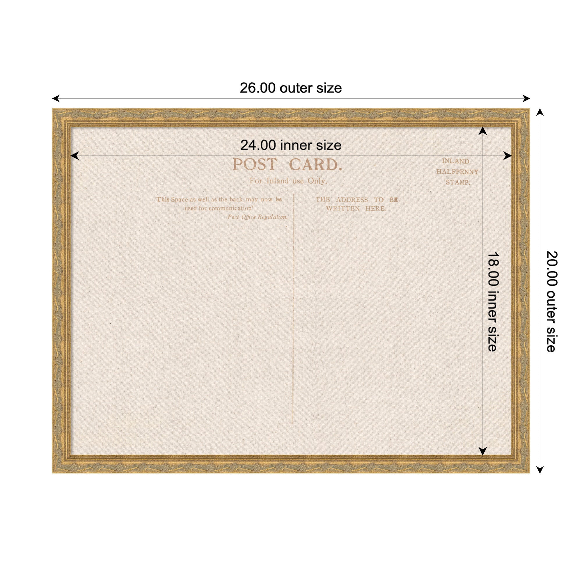 Framed Fabric Pinboard Linen Vintage Post Card Wall Organization