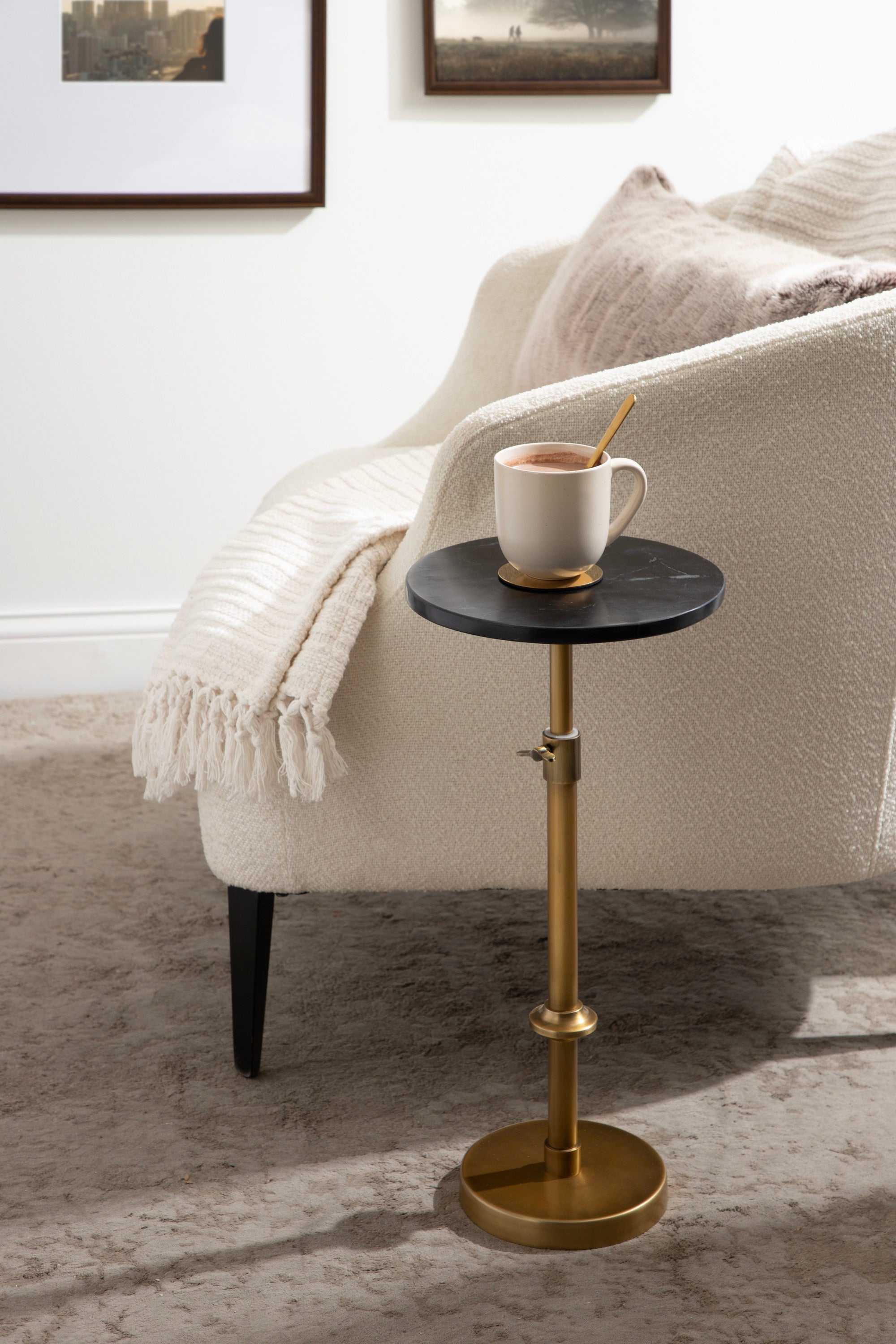 Engles Adjustable Marble Table and Plant Stand