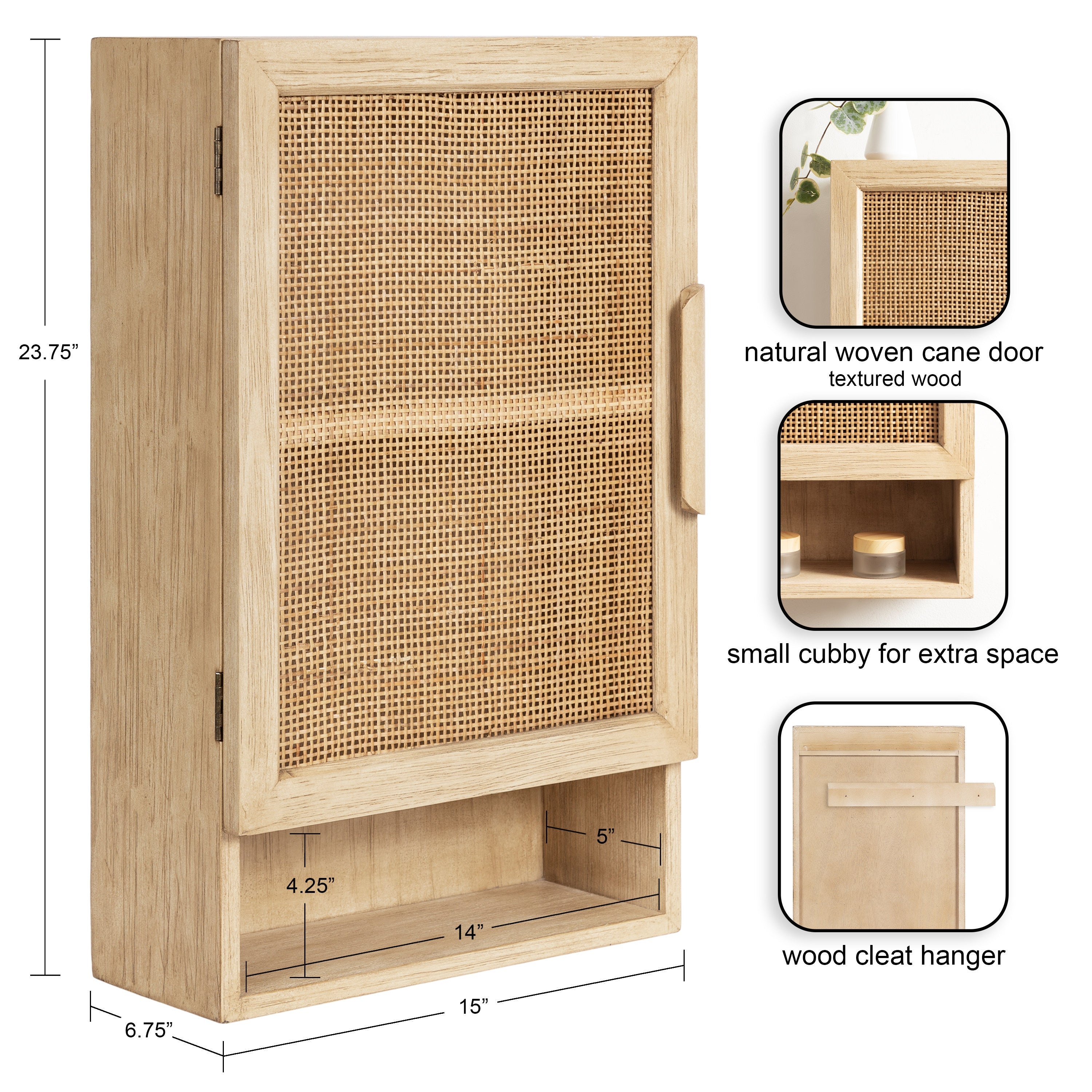 Ori Rattan Wall Cabinet with Cubby