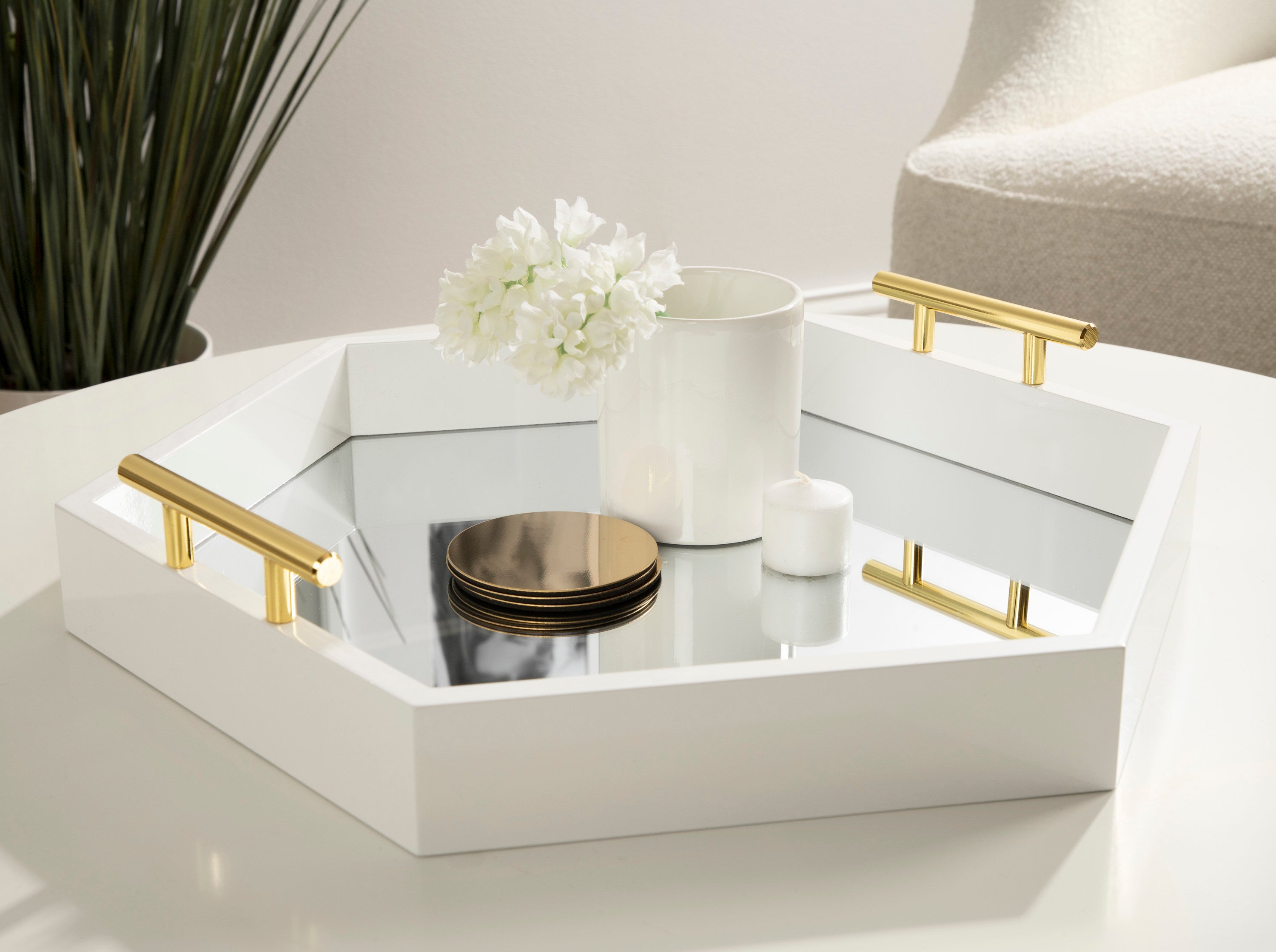 Lipton Hexagon Decorative Tray with Metal Handles