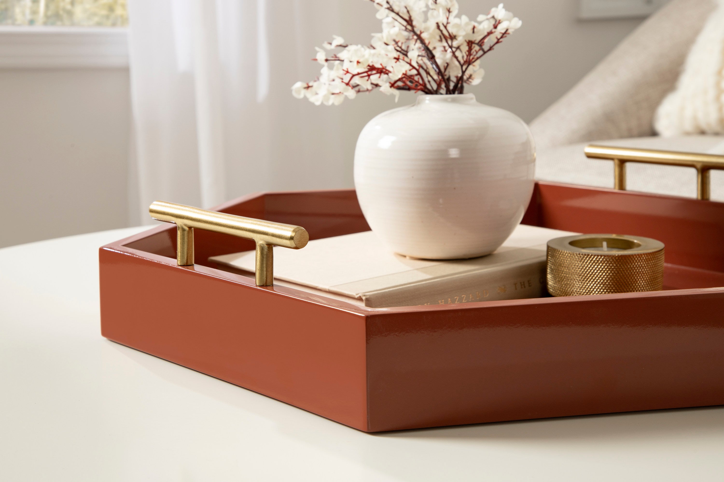 Lipton Hexagon Decorative Tray with Metal Handles