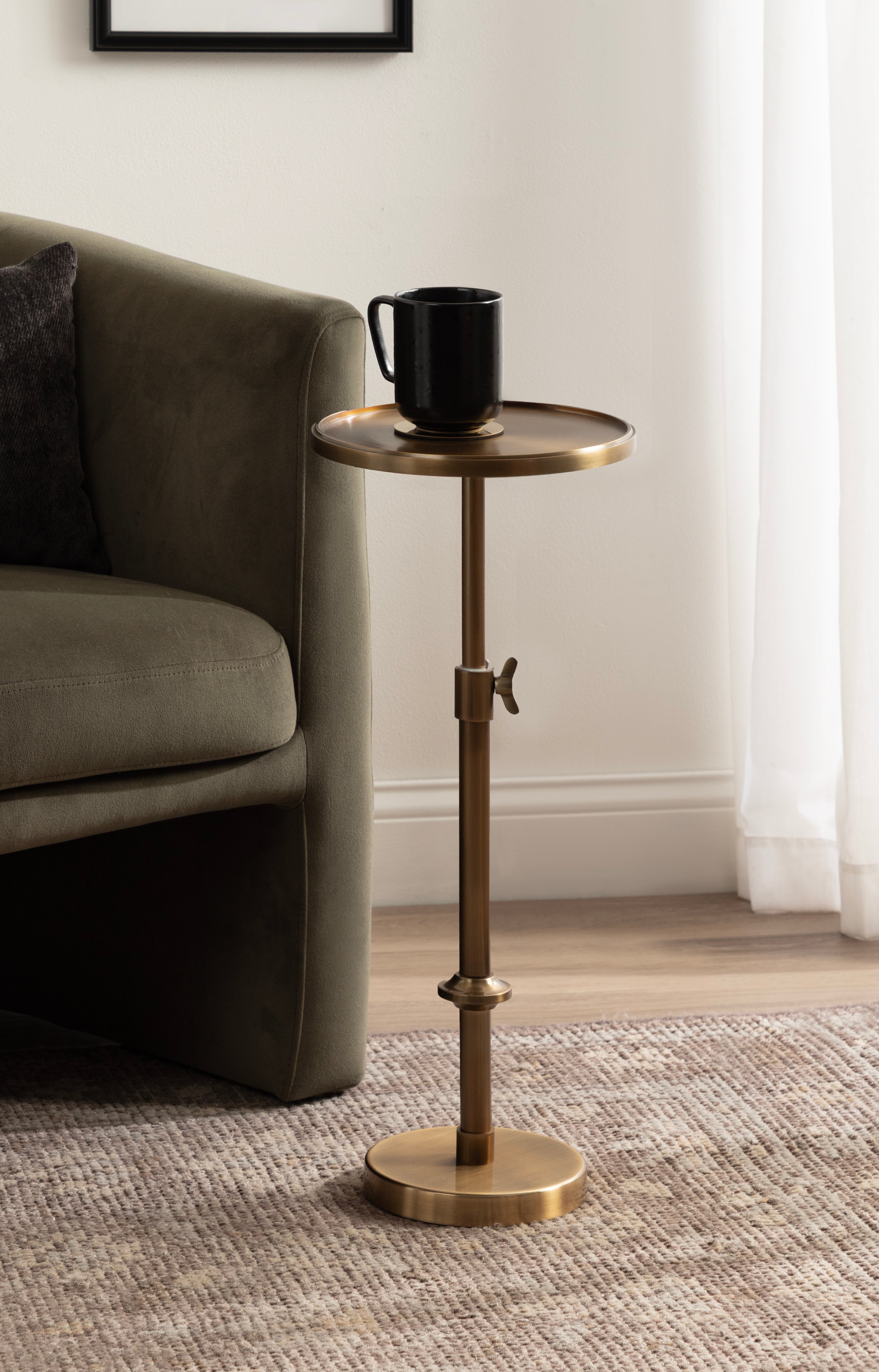 Engles Adjustable Polished Metal Table and Plant Stand