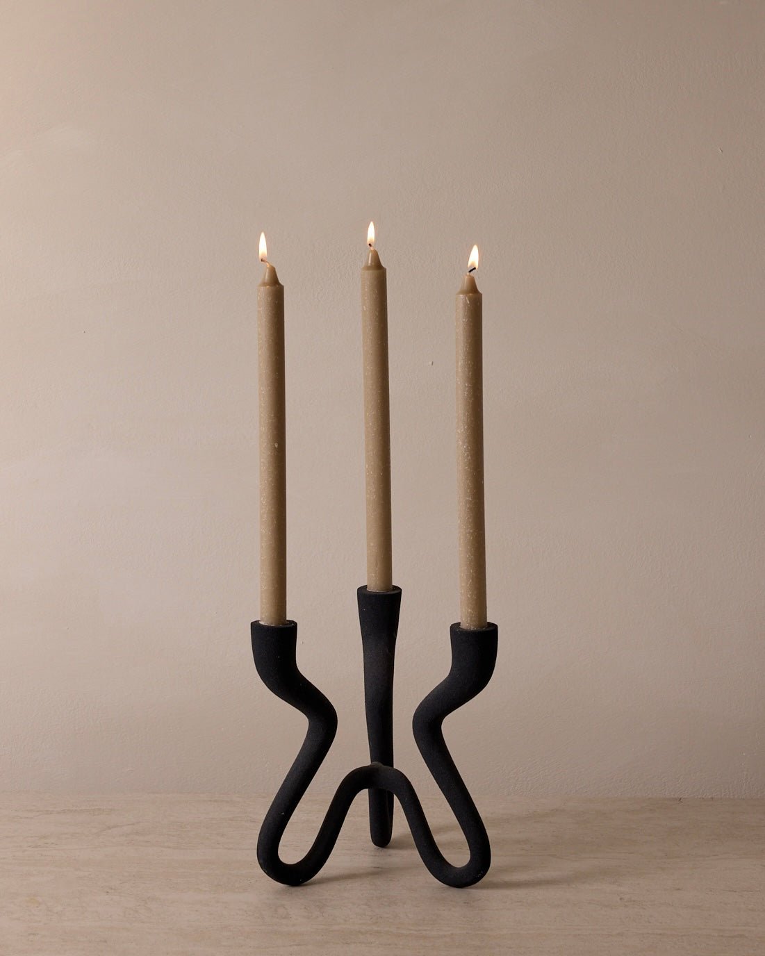 Ebony Elevated Black Aluminum Candelabra