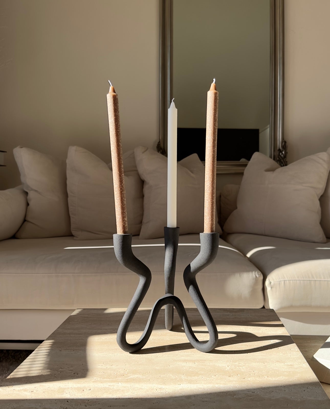 Ebony Elevated Black Aluminum Candelabra