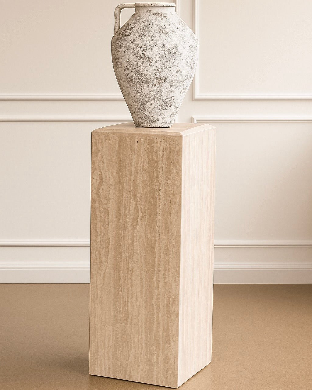 Honed Travertine Column Medium 31" - Natural Stone Pillar