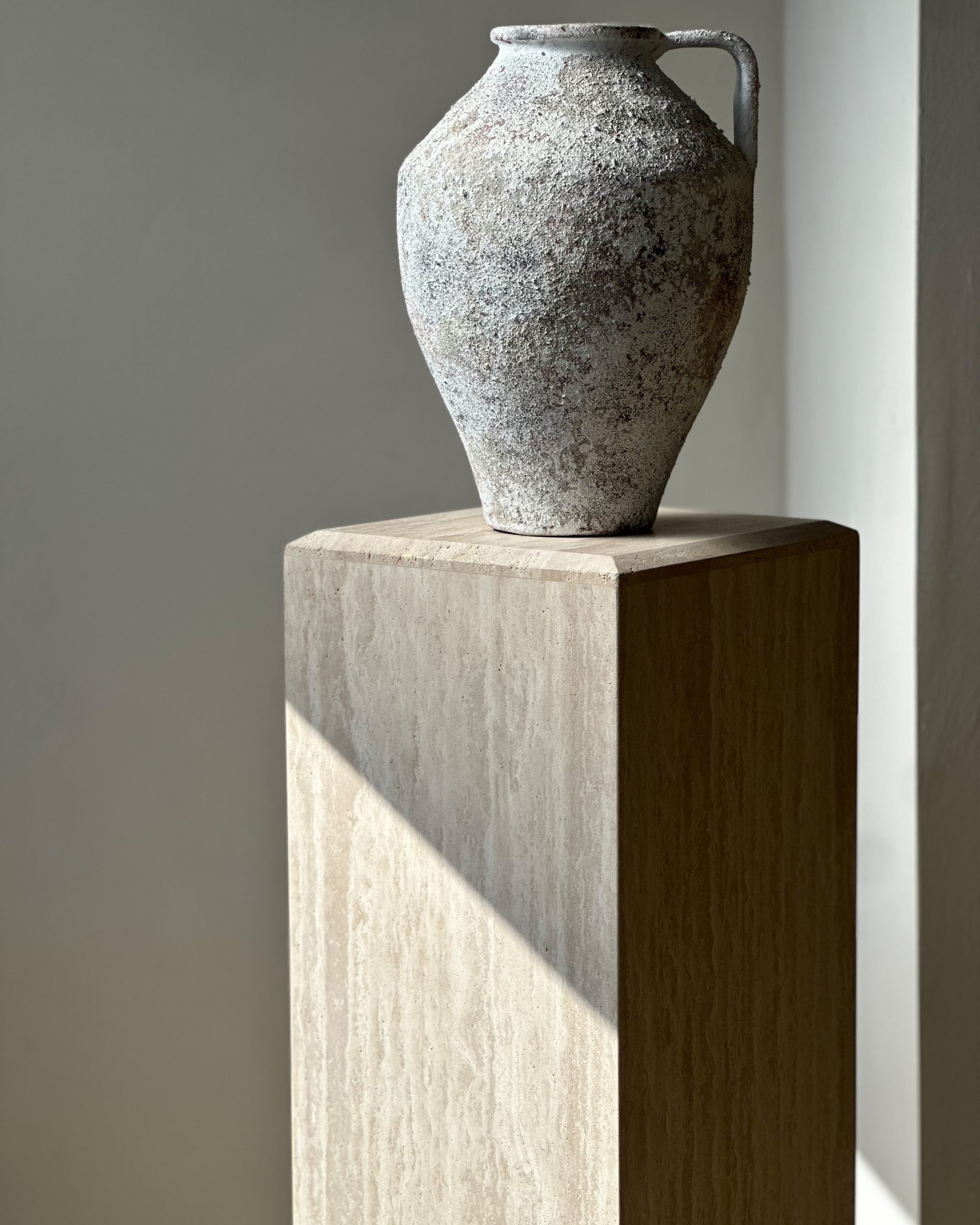 Honed Travertine Column Medium 31" - Natural Stone Pillar