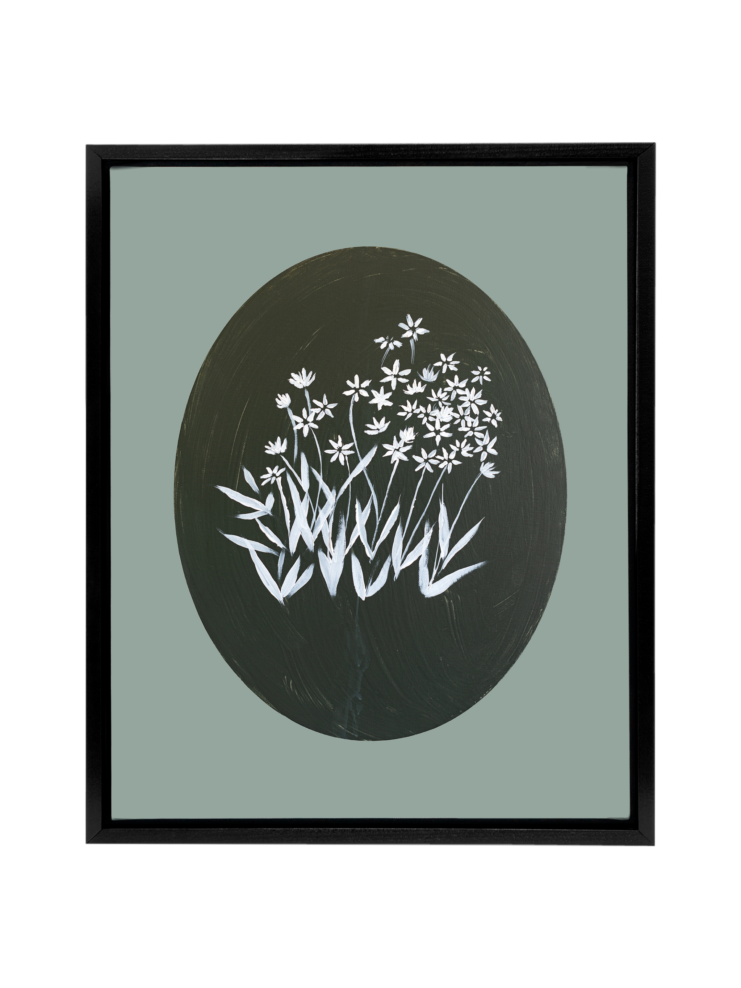 Bethlehem Flower Oval | Smoky Jade | Canvas