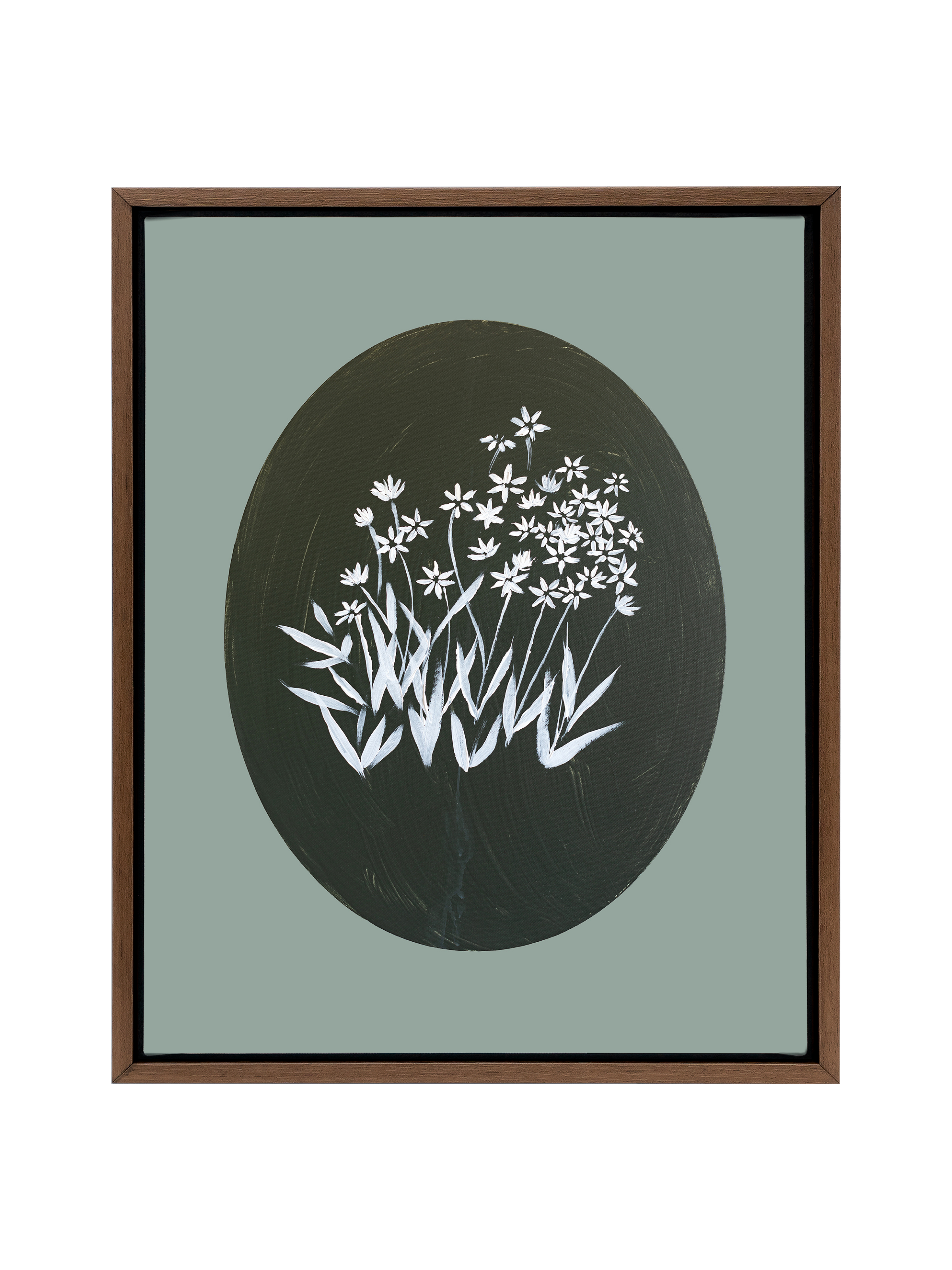 Bethlehem Flower Oval | Smoky Jade | Canvas