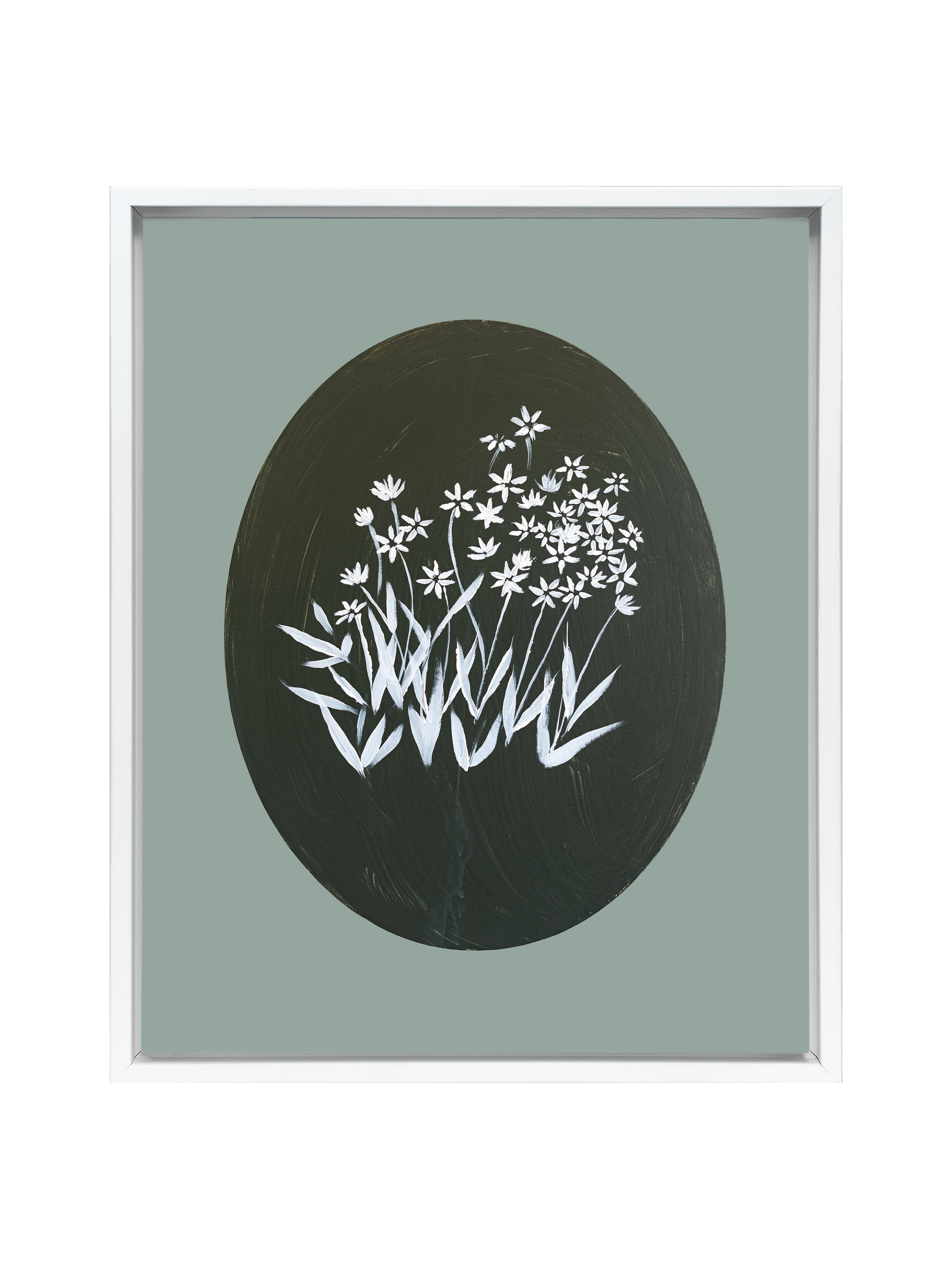 Bethlehem Flower Oval | Smoky Jade | Canvas