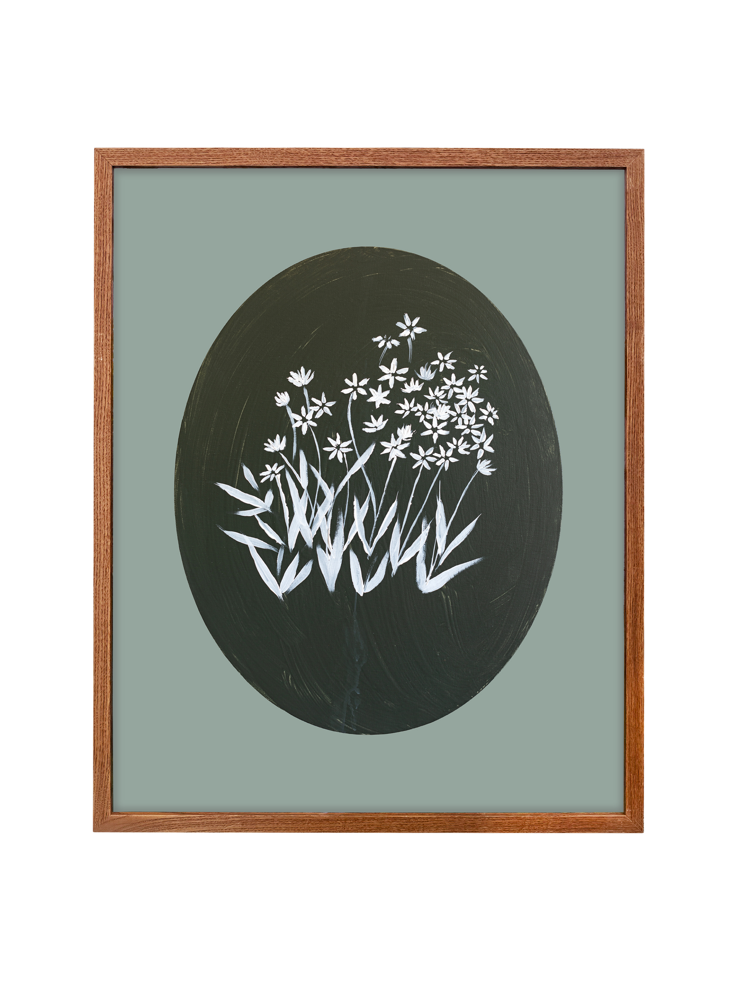 Bethlehem Flower Oval | Smoky Jade | Canvas