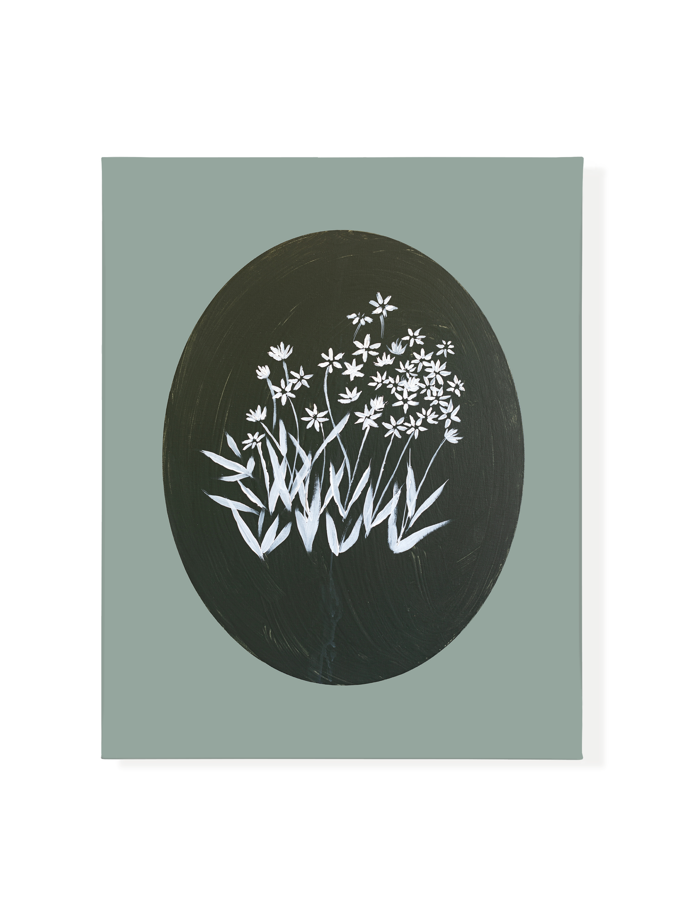 Bethlehem Flower Oval | Smoky Jade | Canvas