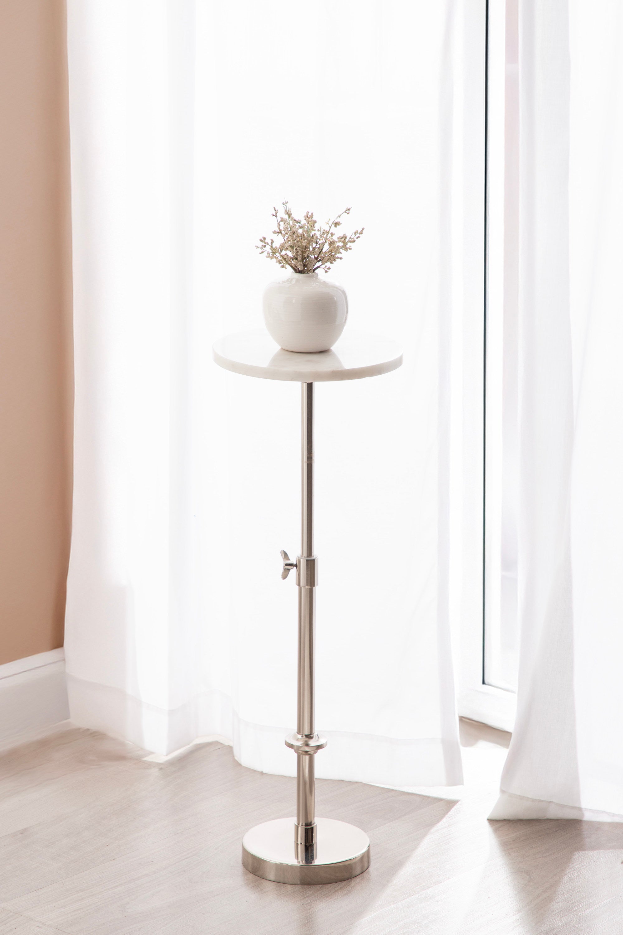 Engles Adjustable Marble Table and Plant Stand