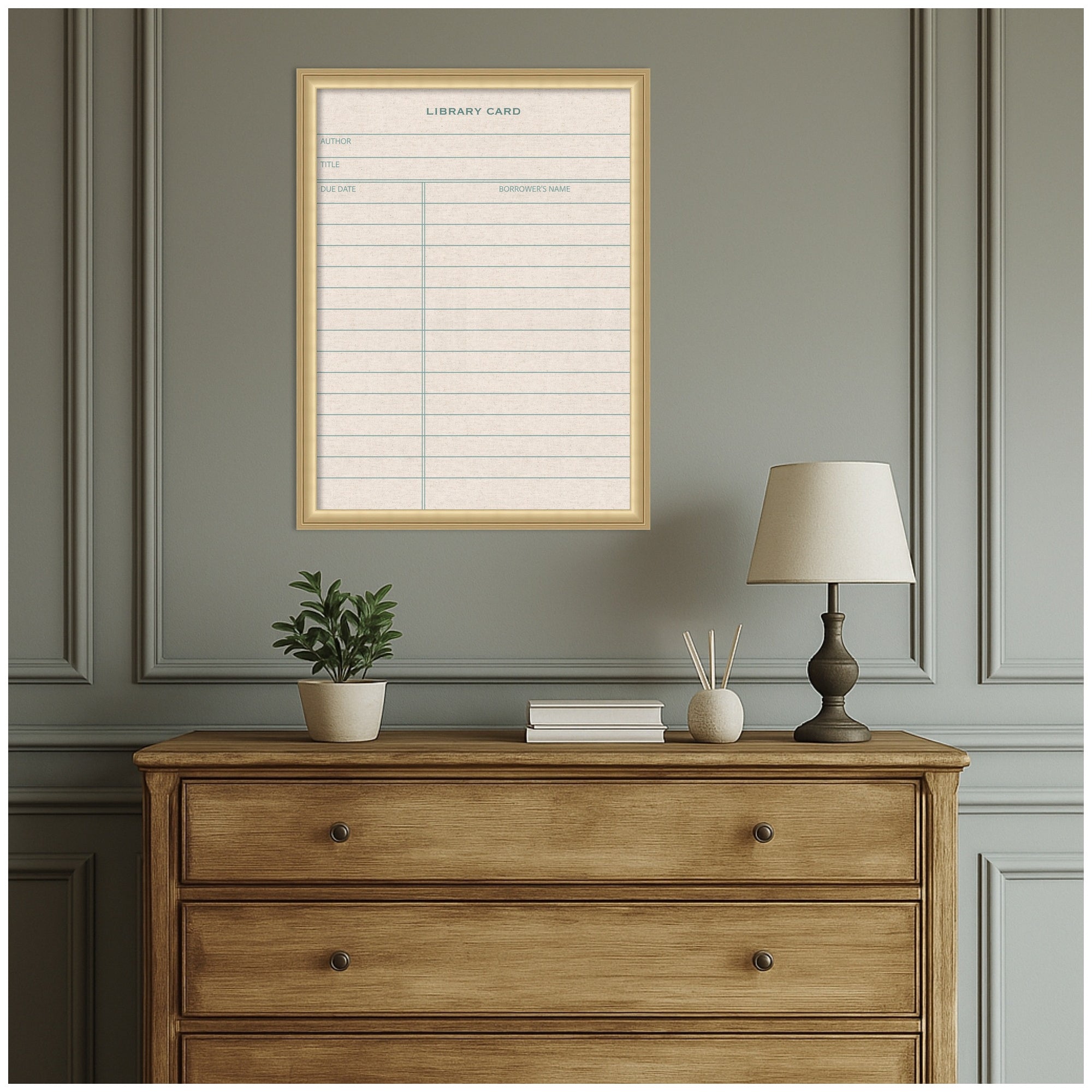 Framed Fabric Pinboard Linen Library Card Wall Organization