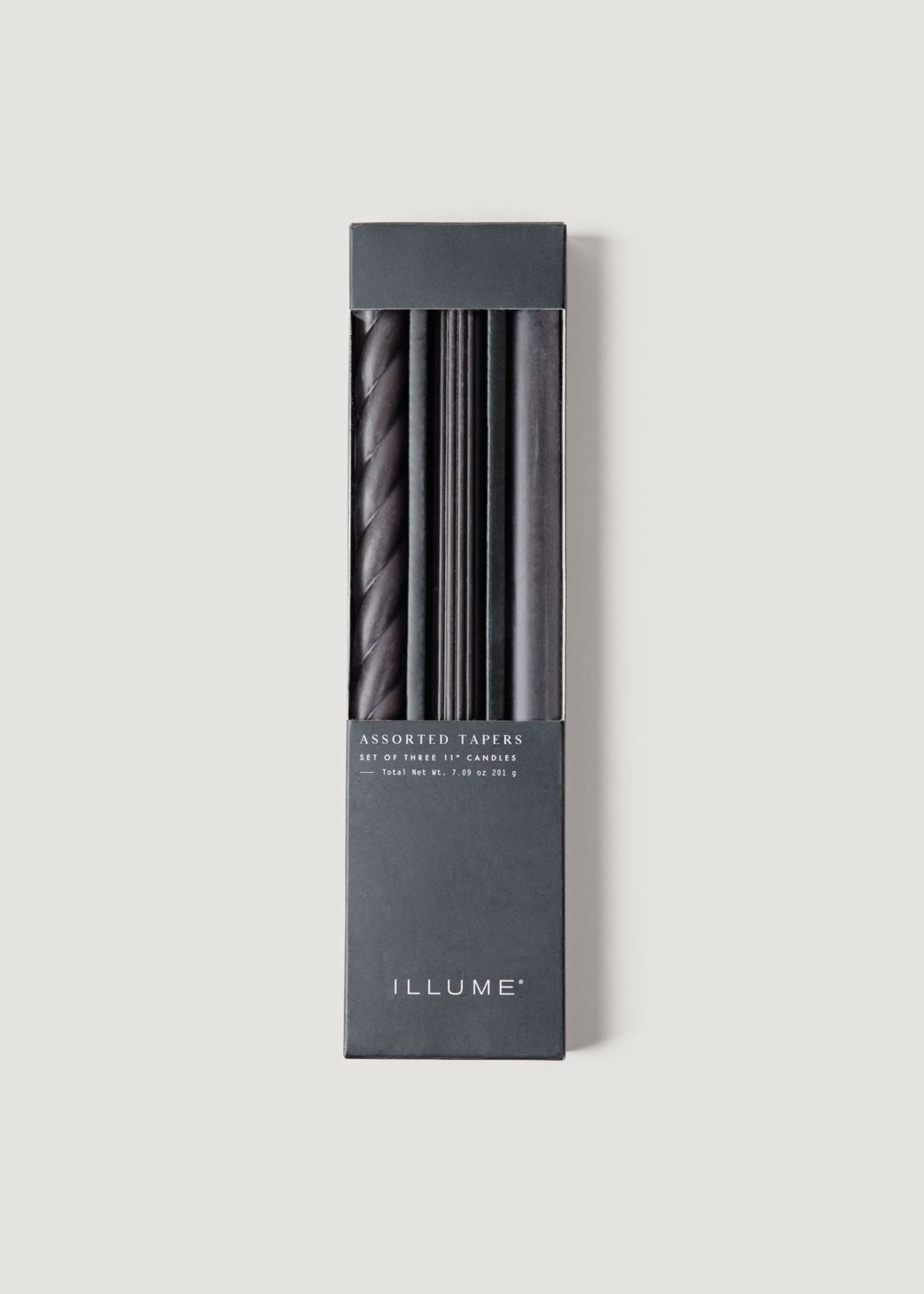 Pack of 3 Taper Candles in Black - 11"