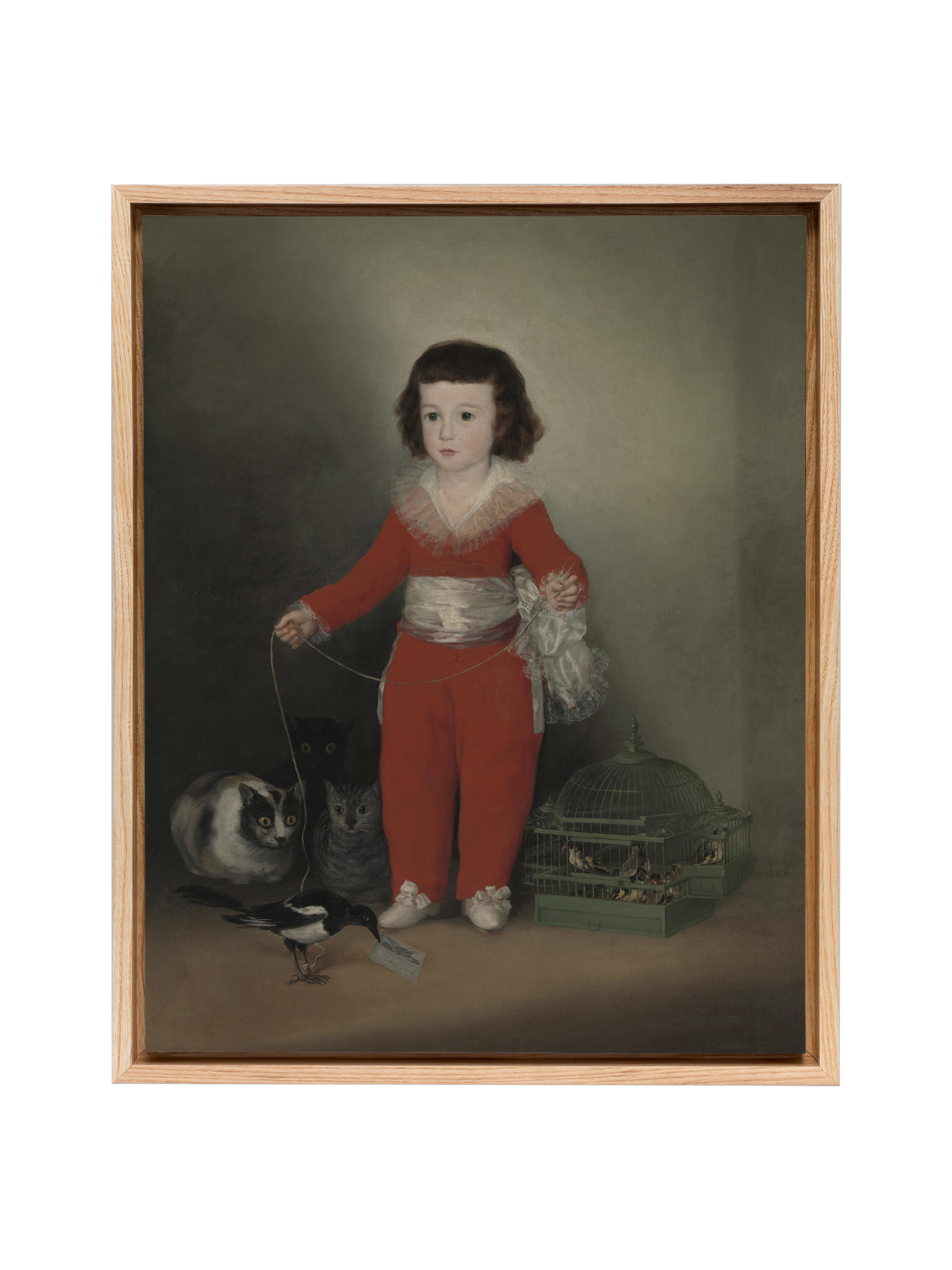 Child With Bird In Red Suit | Canvas