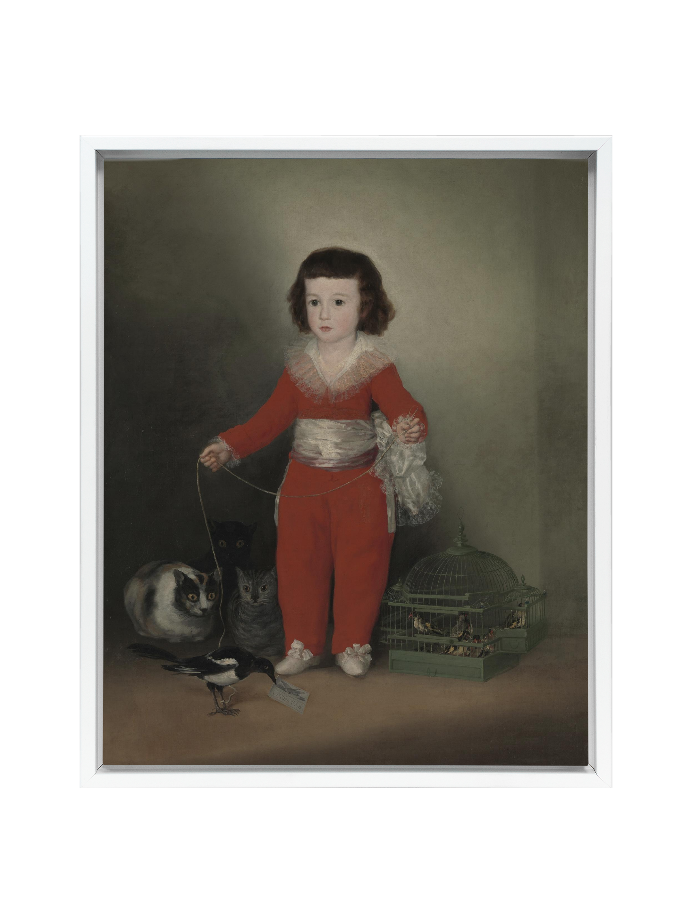 Child With Bird In Red Suit | Canvas