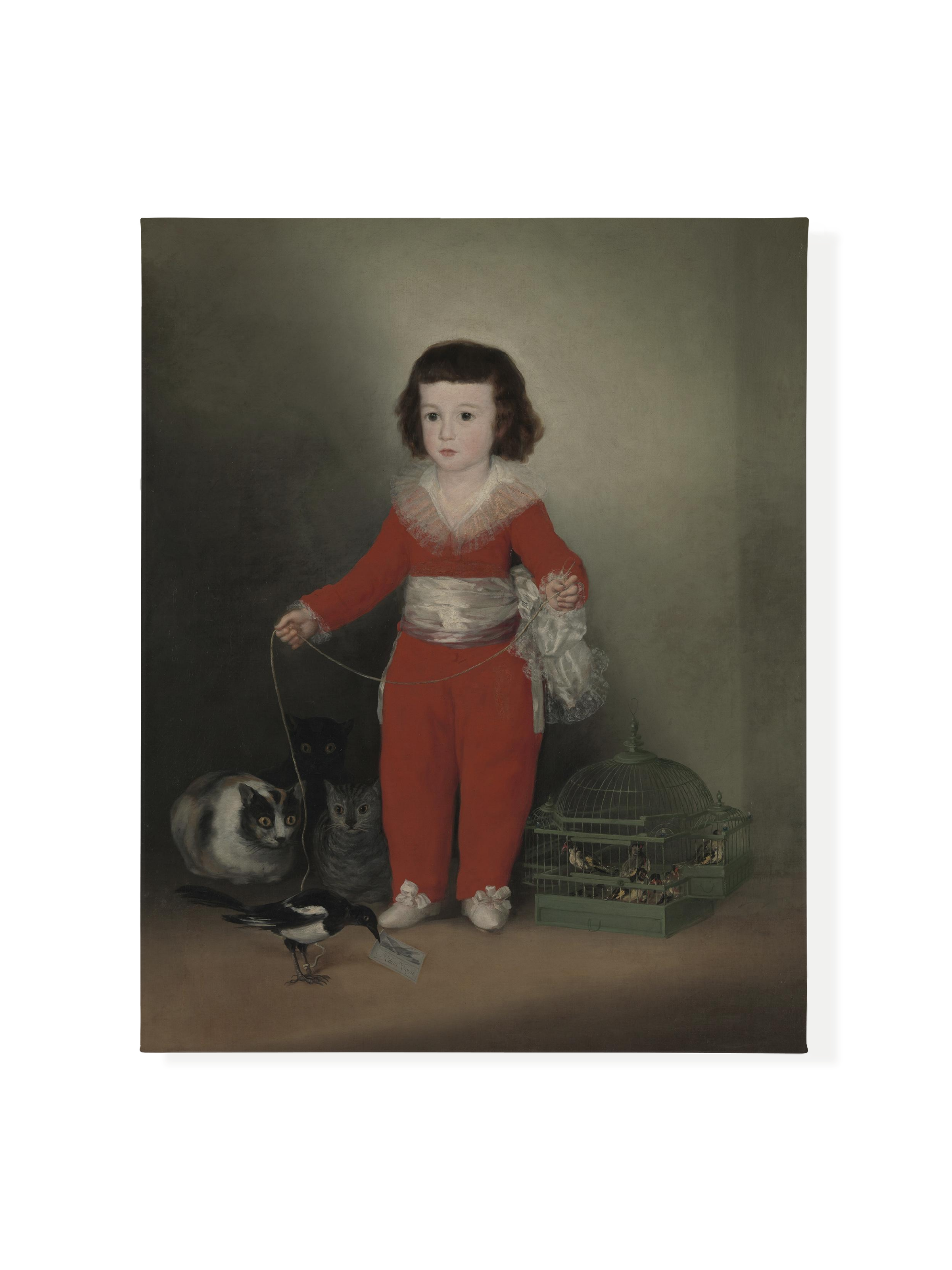 Child With Bird In Red Suit | Canvas