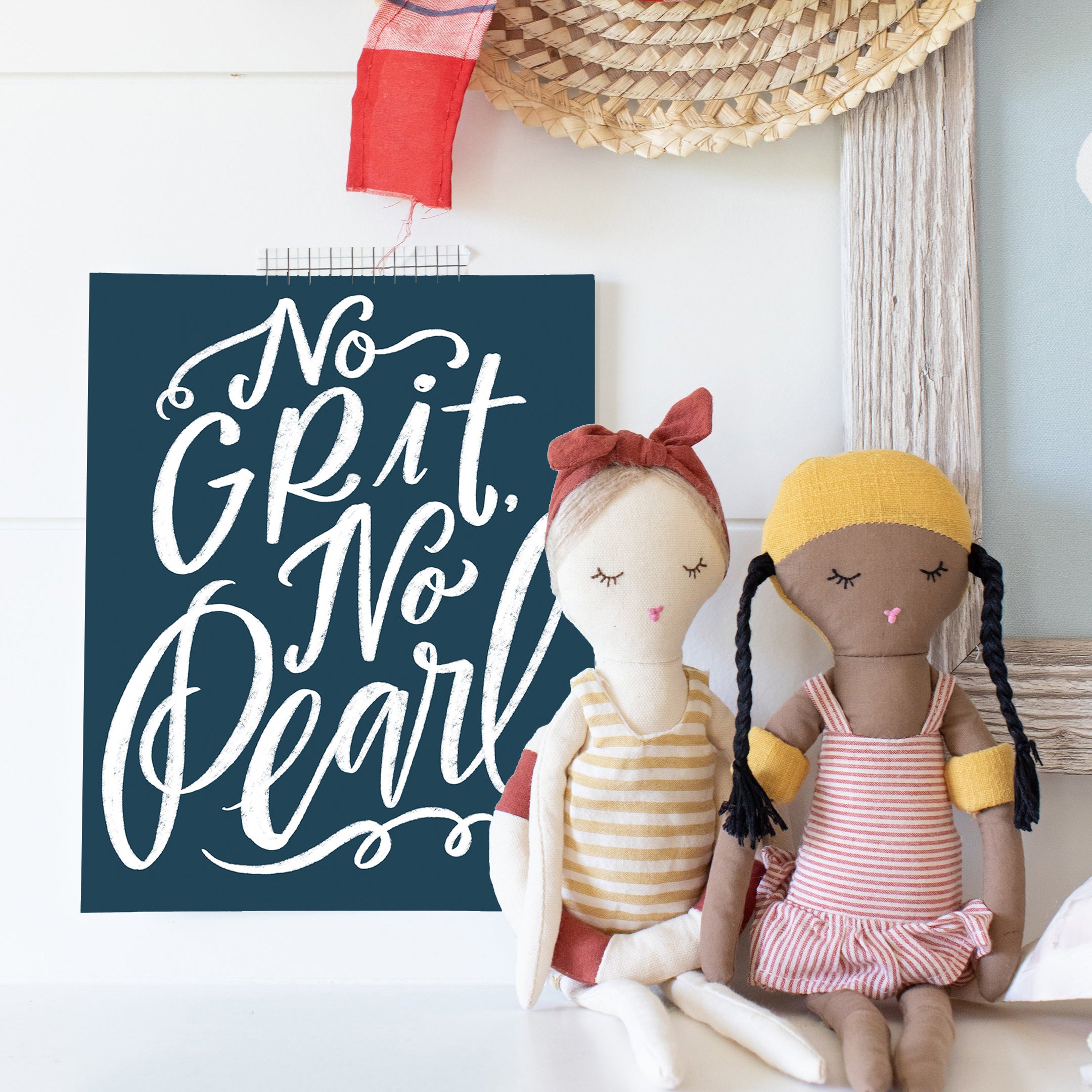 No Grit, No Pearl | Interior Navy | Canvas