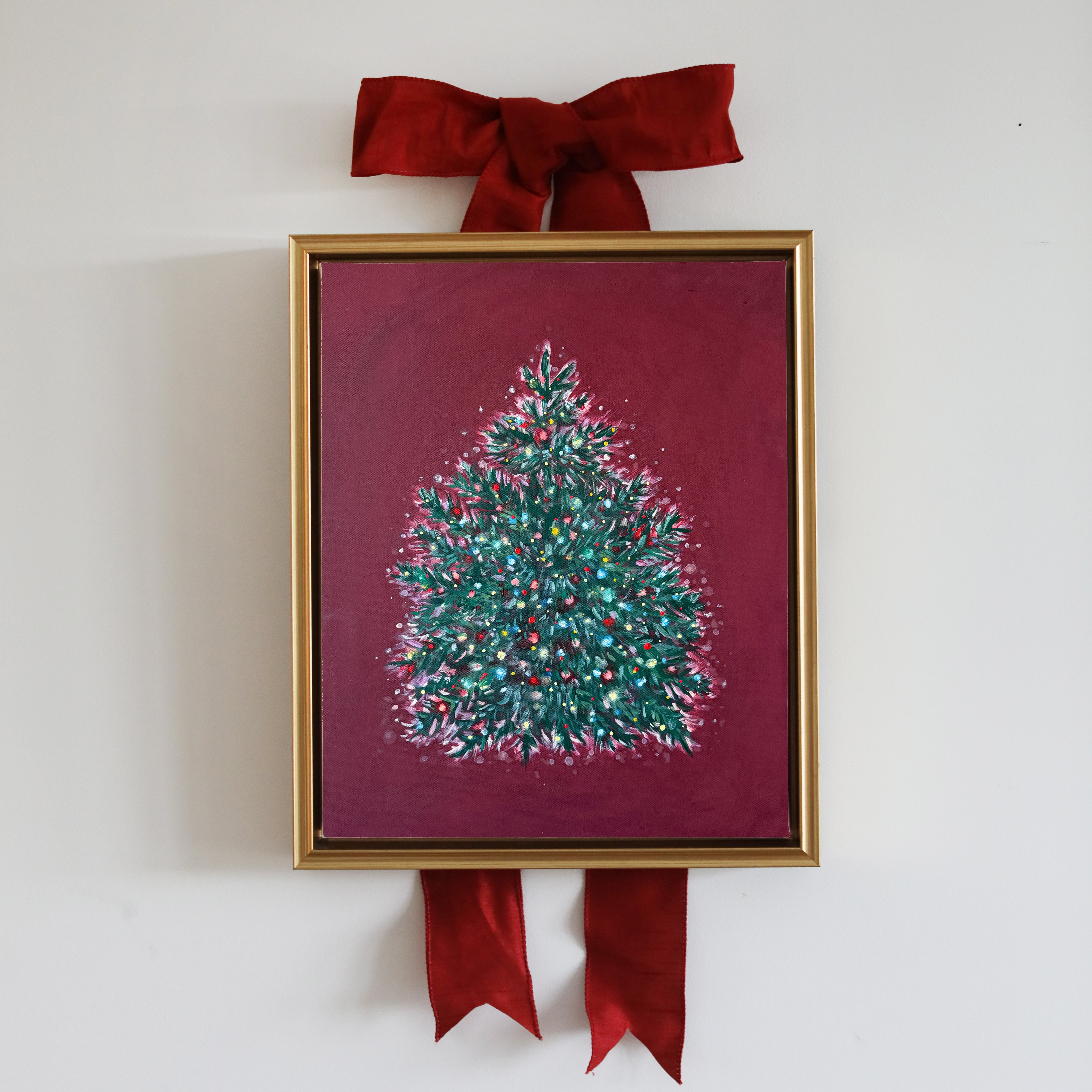 Colorful Lighted Christmas Tree Canvas
