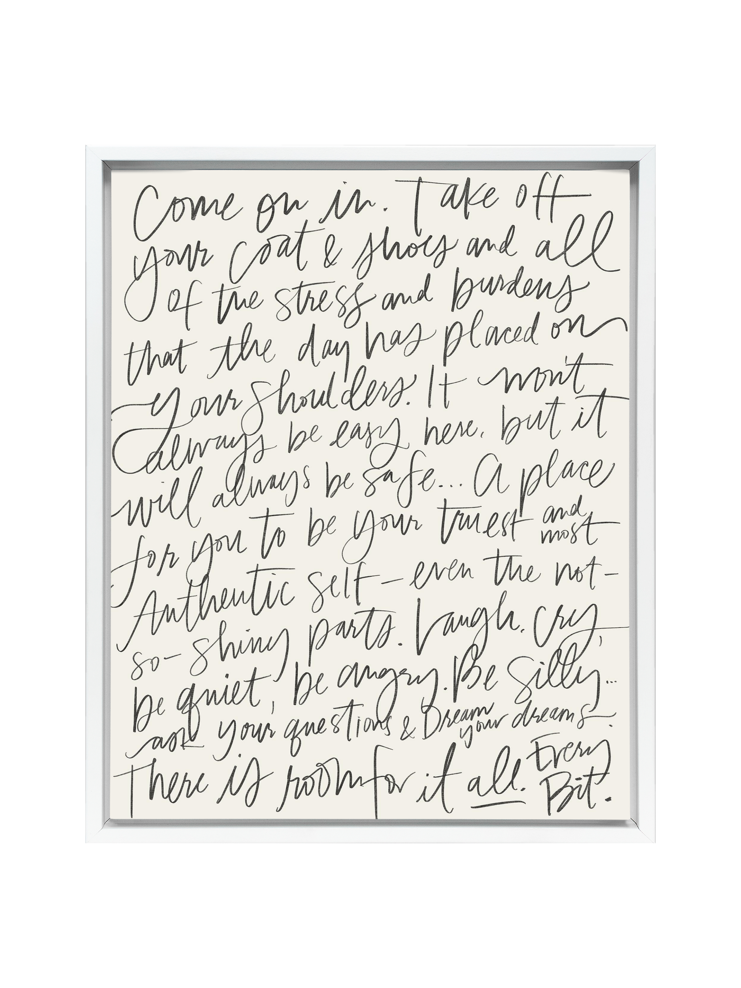 Come On In in Lettering | Alabaster | Canvas