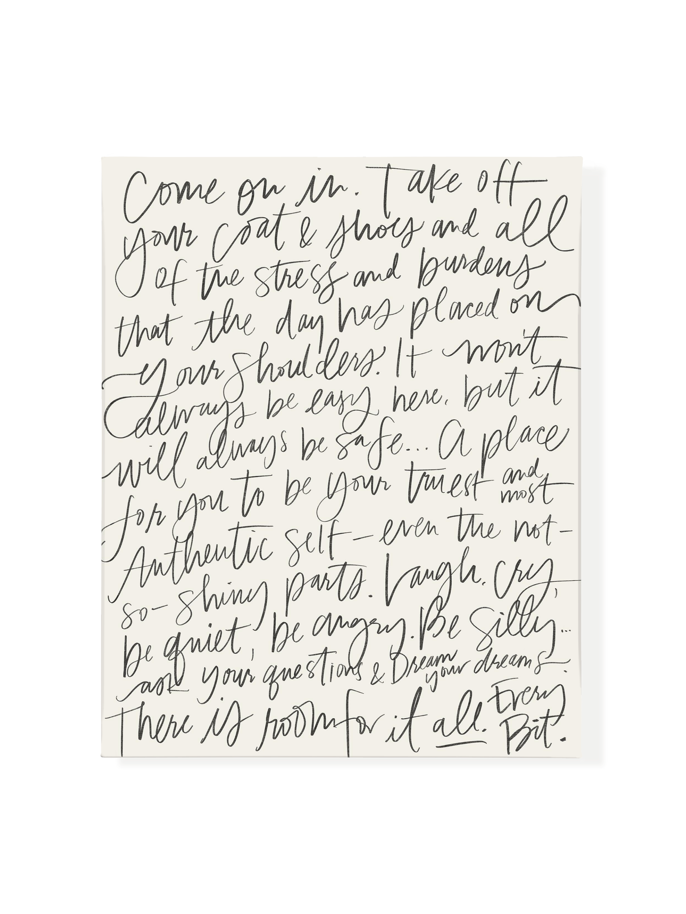 Come On In in Lettering | Alabaster | Canvas