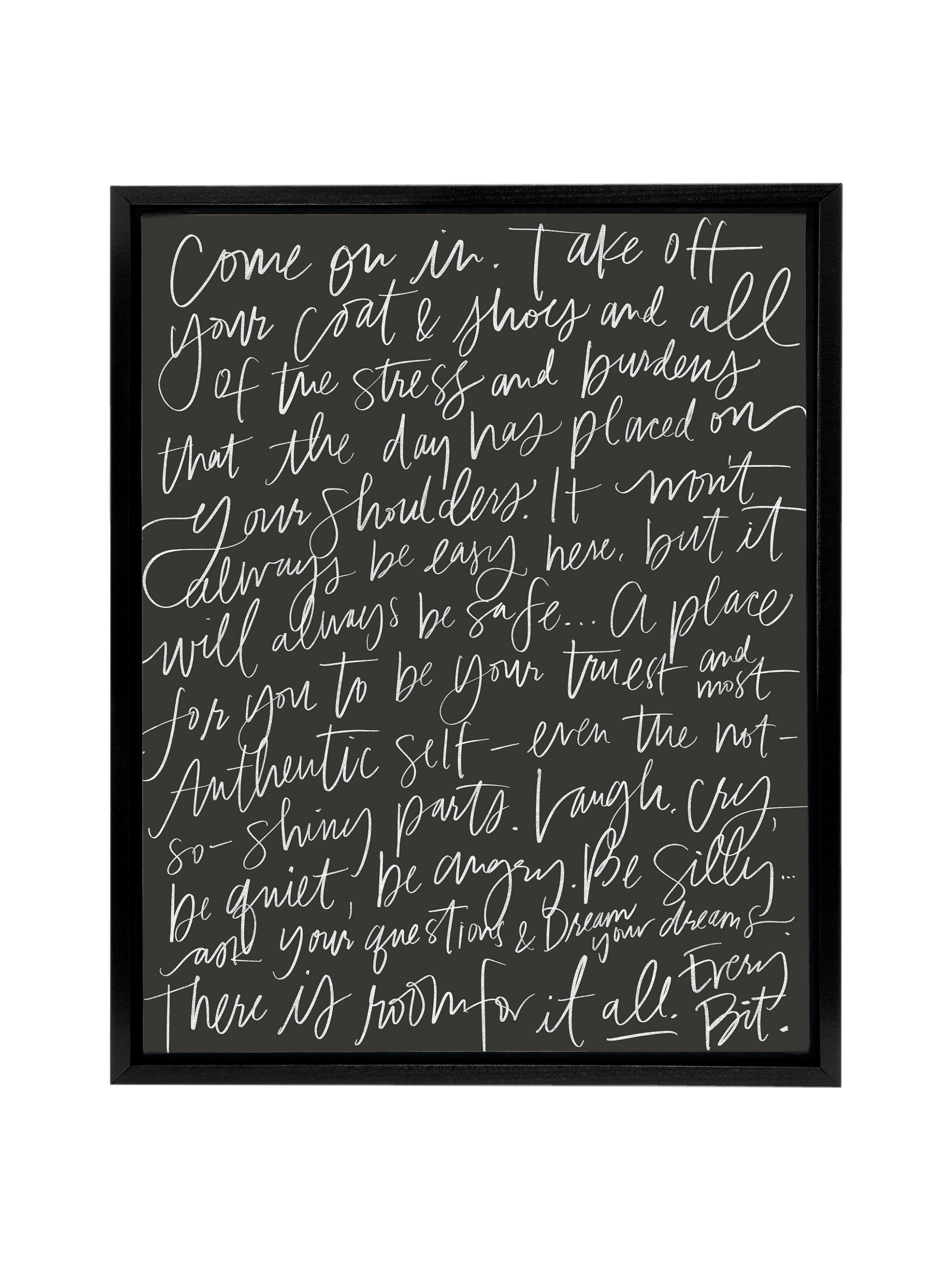 Come On In in Lettering | Charcoal | Canvas