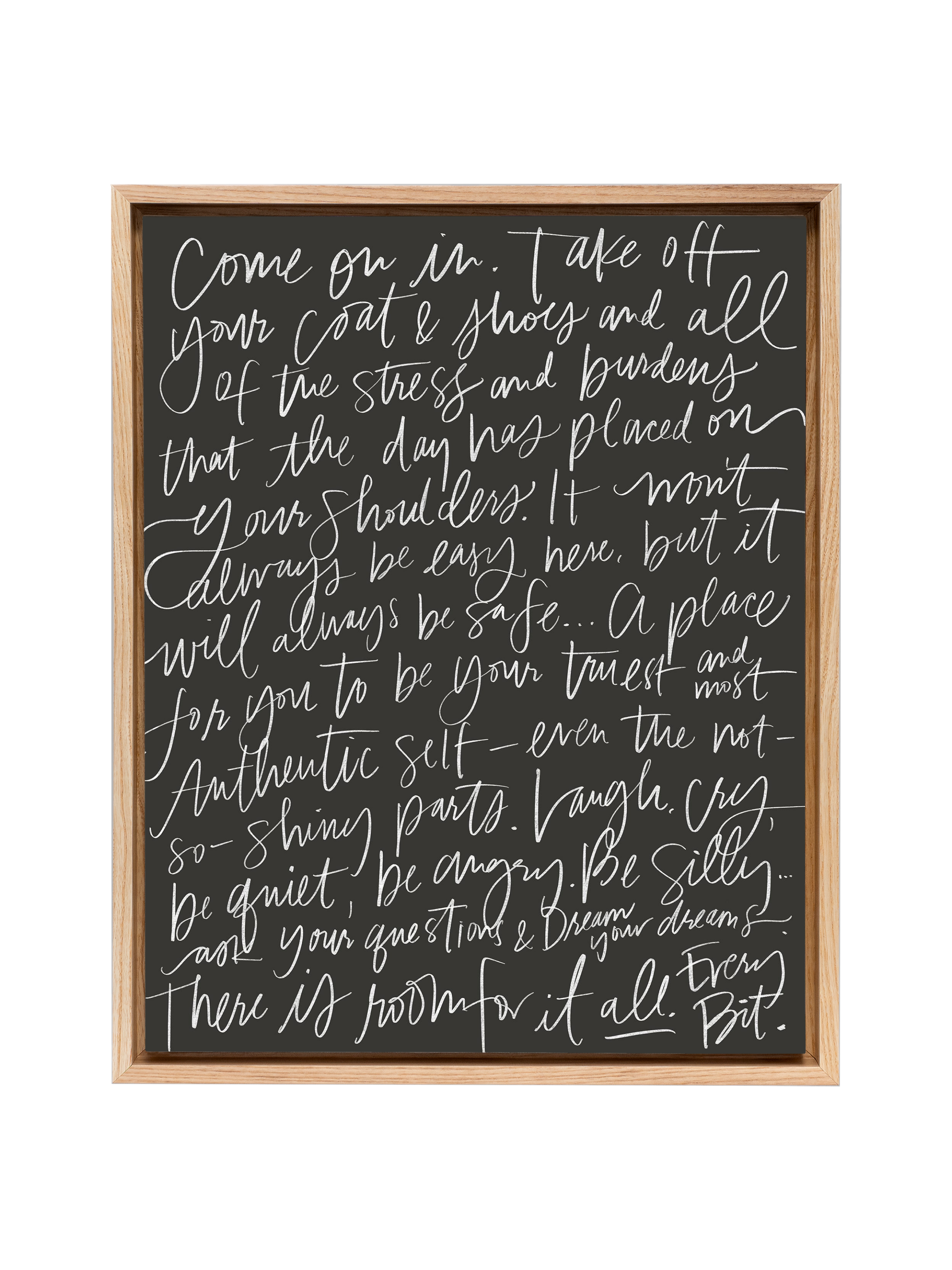 Come On In in Lettering | Charcoal | Canvas