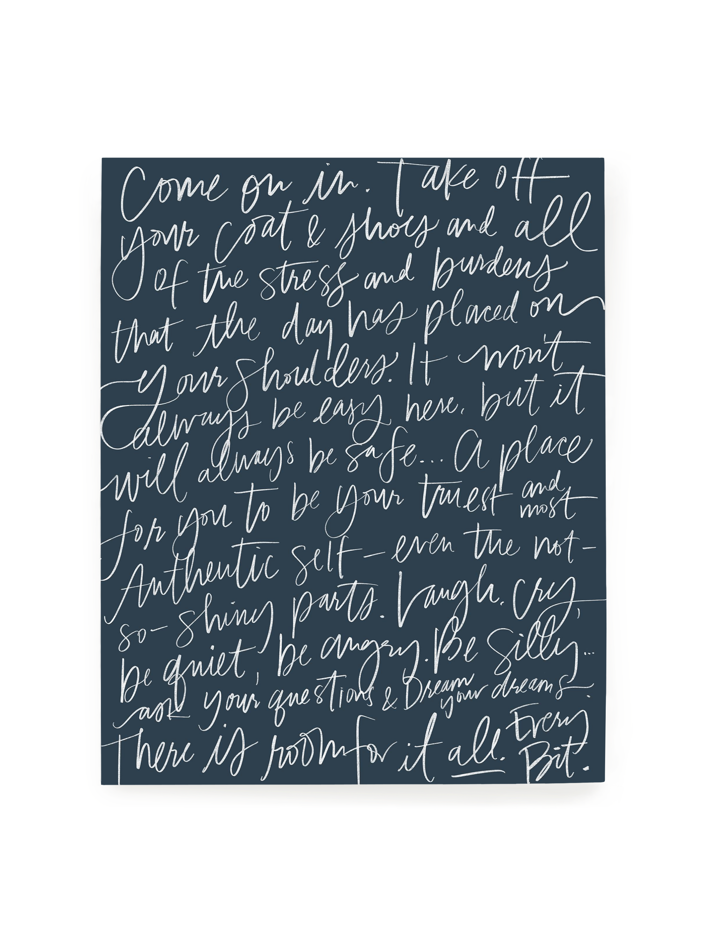 Come On In in Lettering | Interior Navy | Art Print