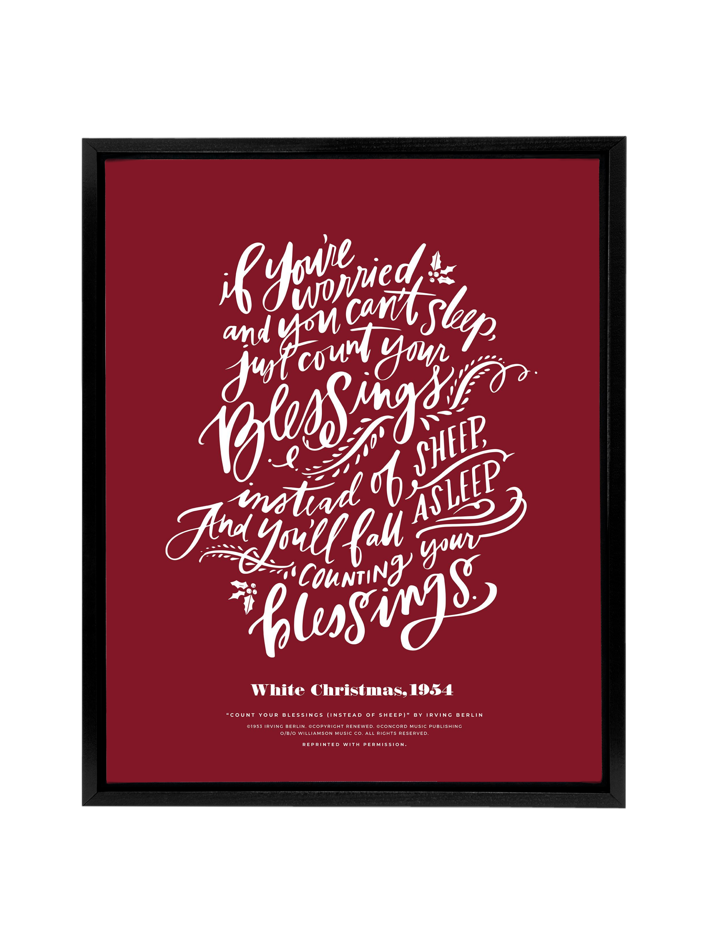 Count Your Blessings (White Christmas) | Holiday Red | Canvas