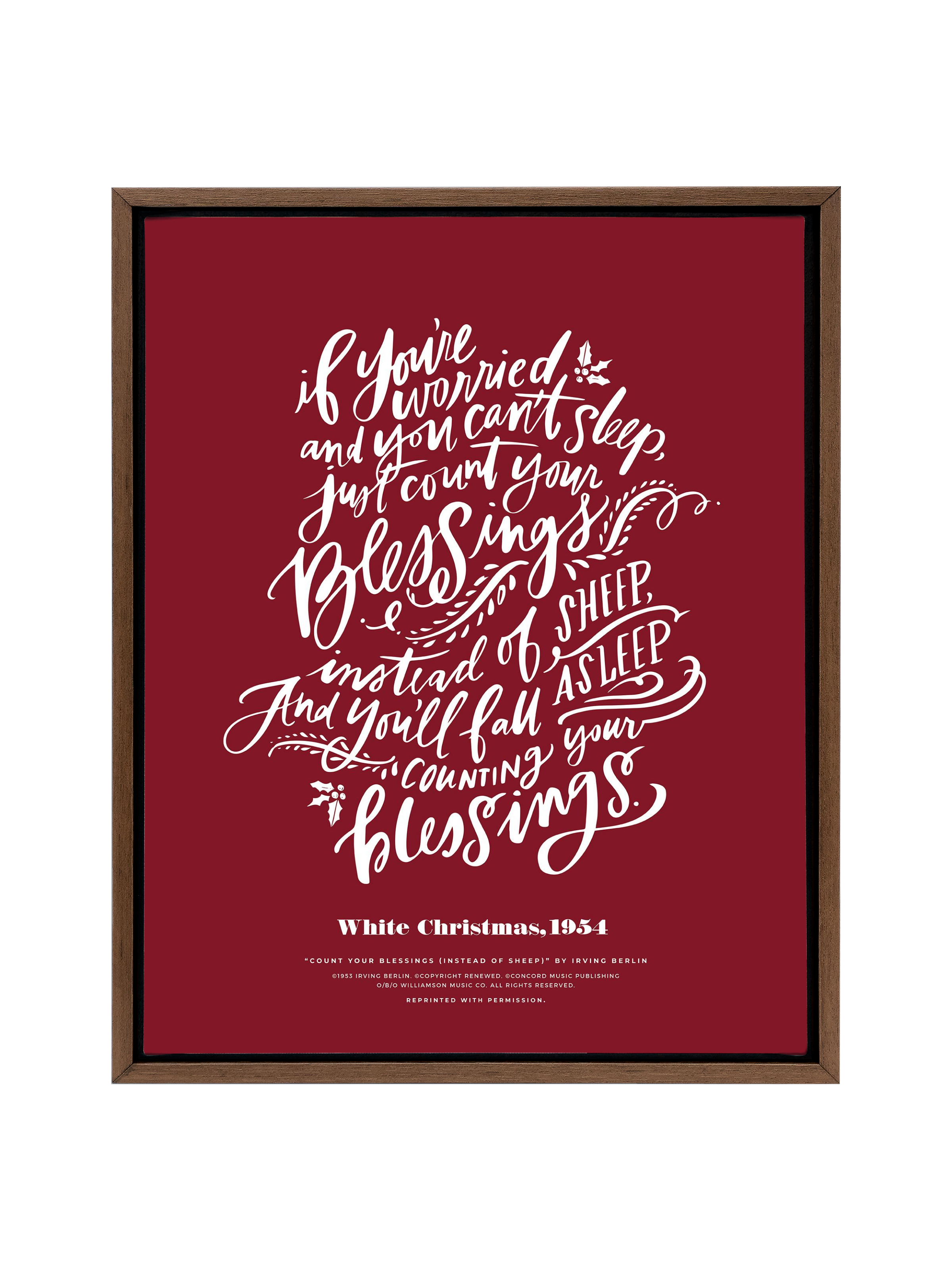 Count Your Blessings (White Christmas) | Holiday Red | Canvas
