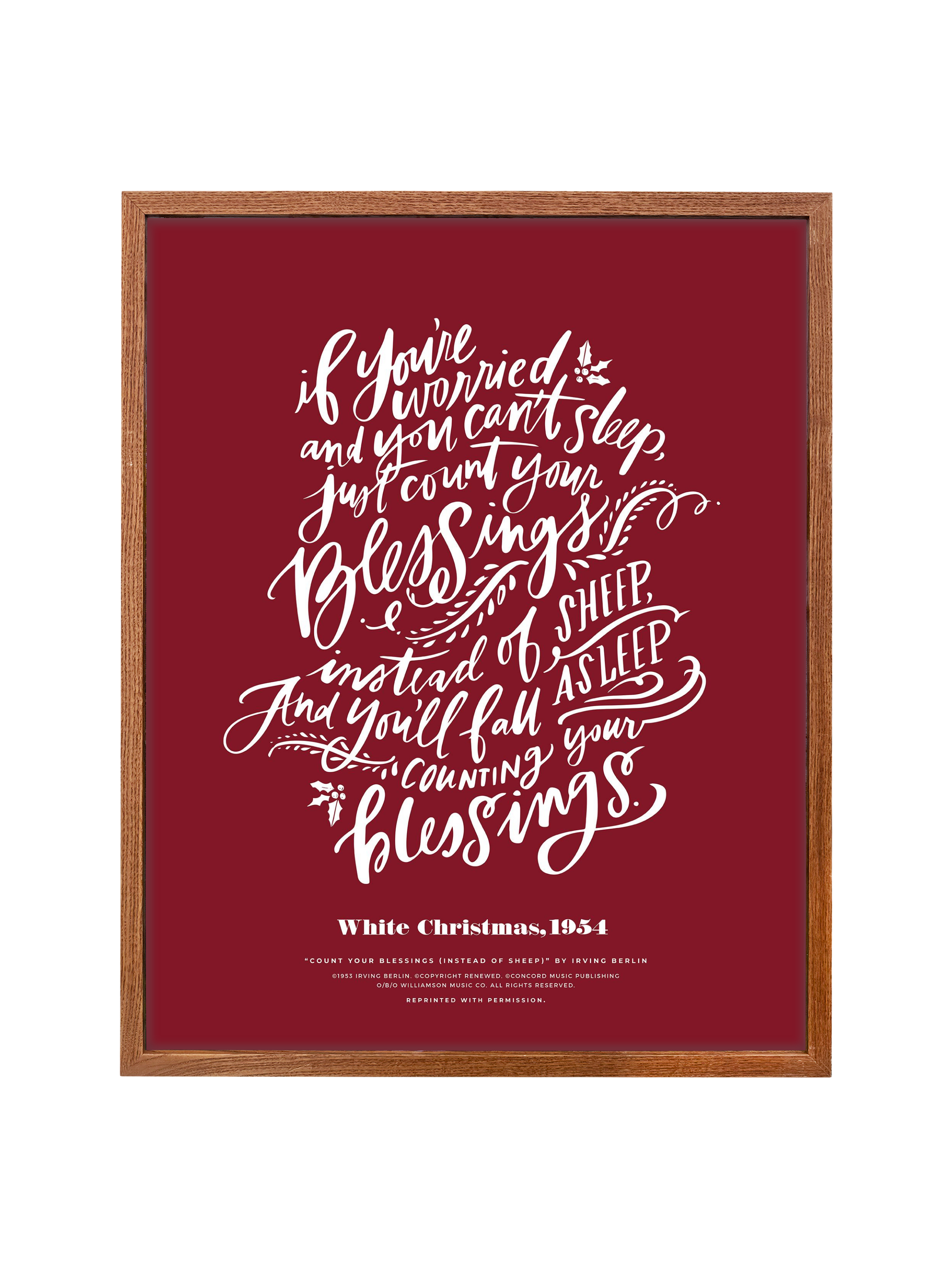 Count Your Blessings (White Christmas) | Holiday Red | Canvas