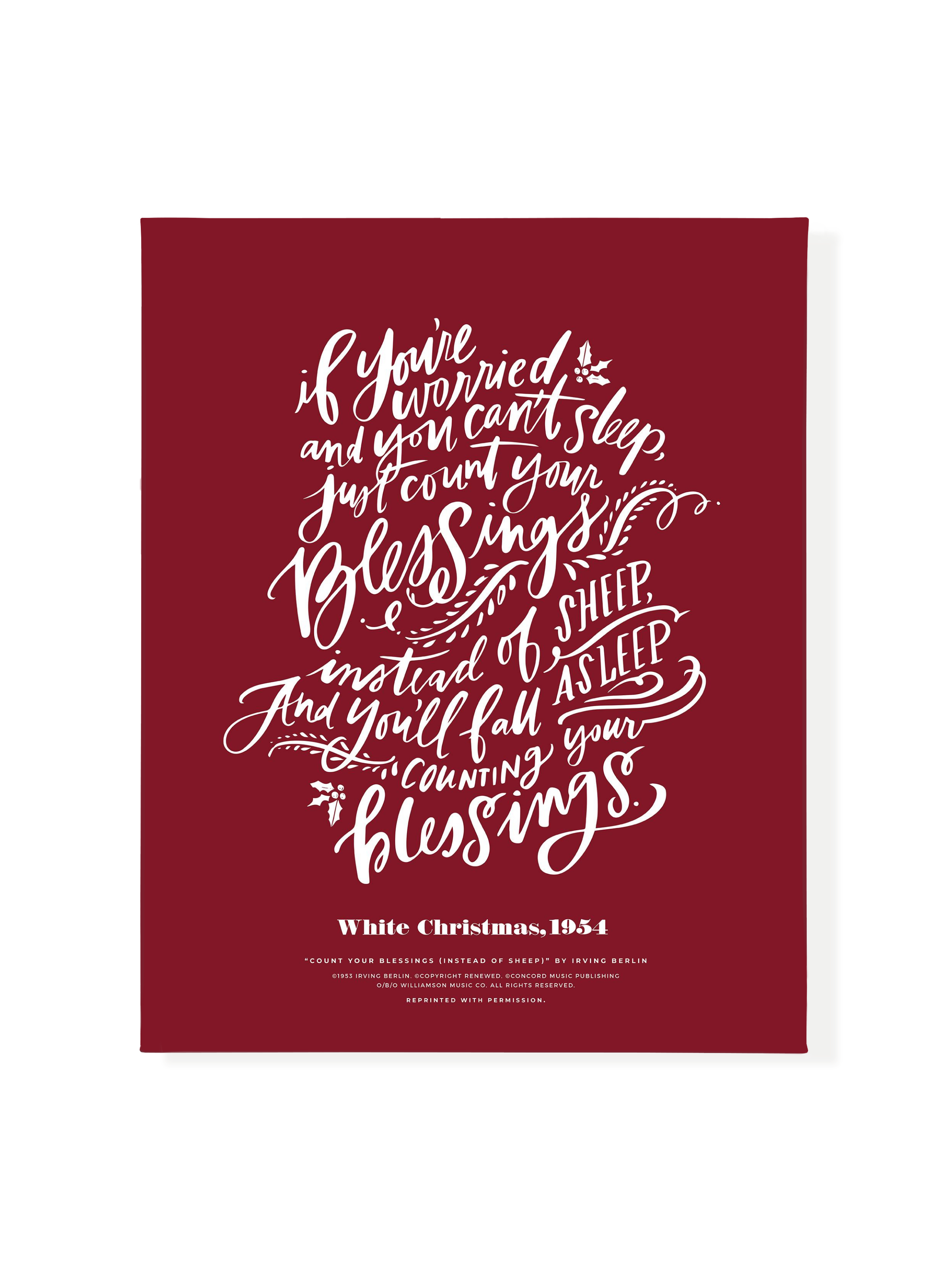 Count Your Blessings (White Christmas) | Holiday Red | Canvas