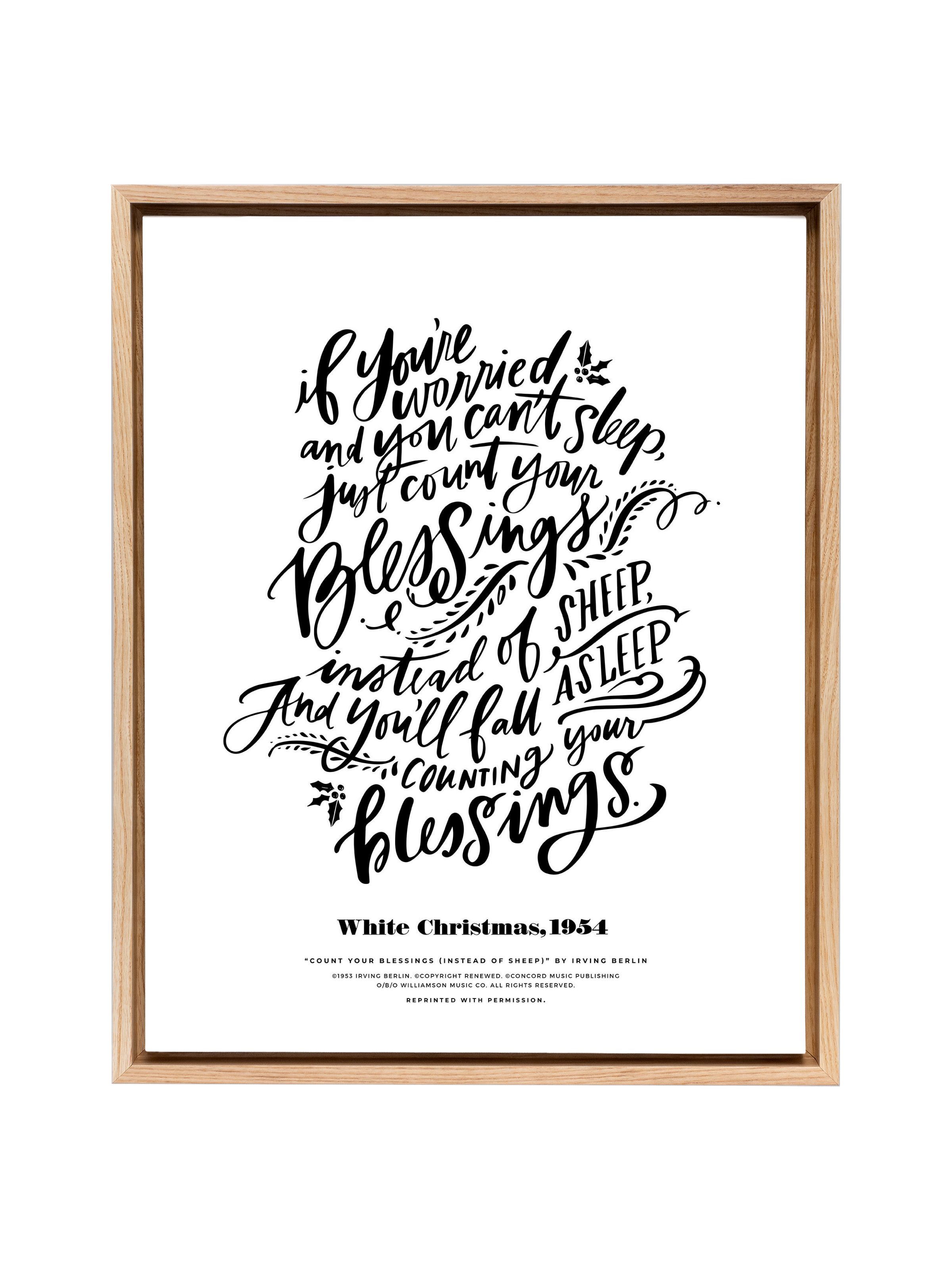Count Your Blessings (White Christmas) | Pure White | Canvas