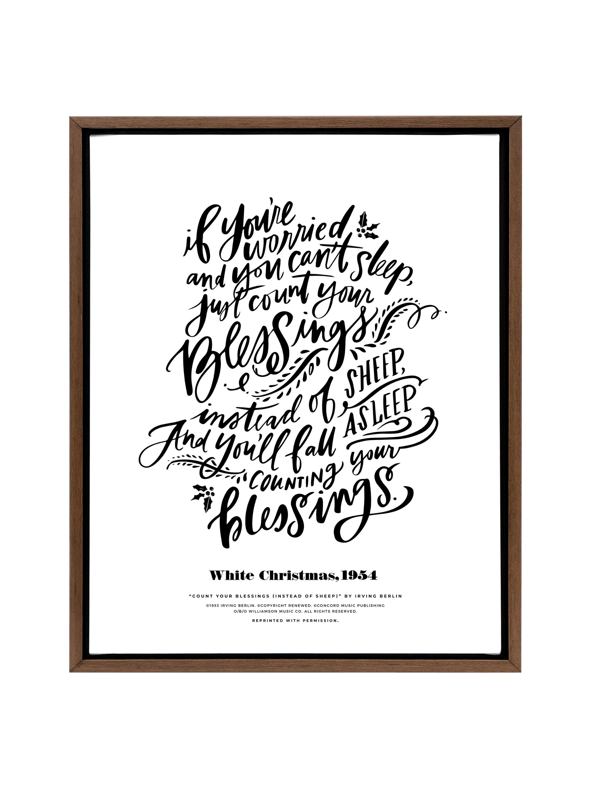 Count Your Blessings (White Christmas) | Pure White | Canvas