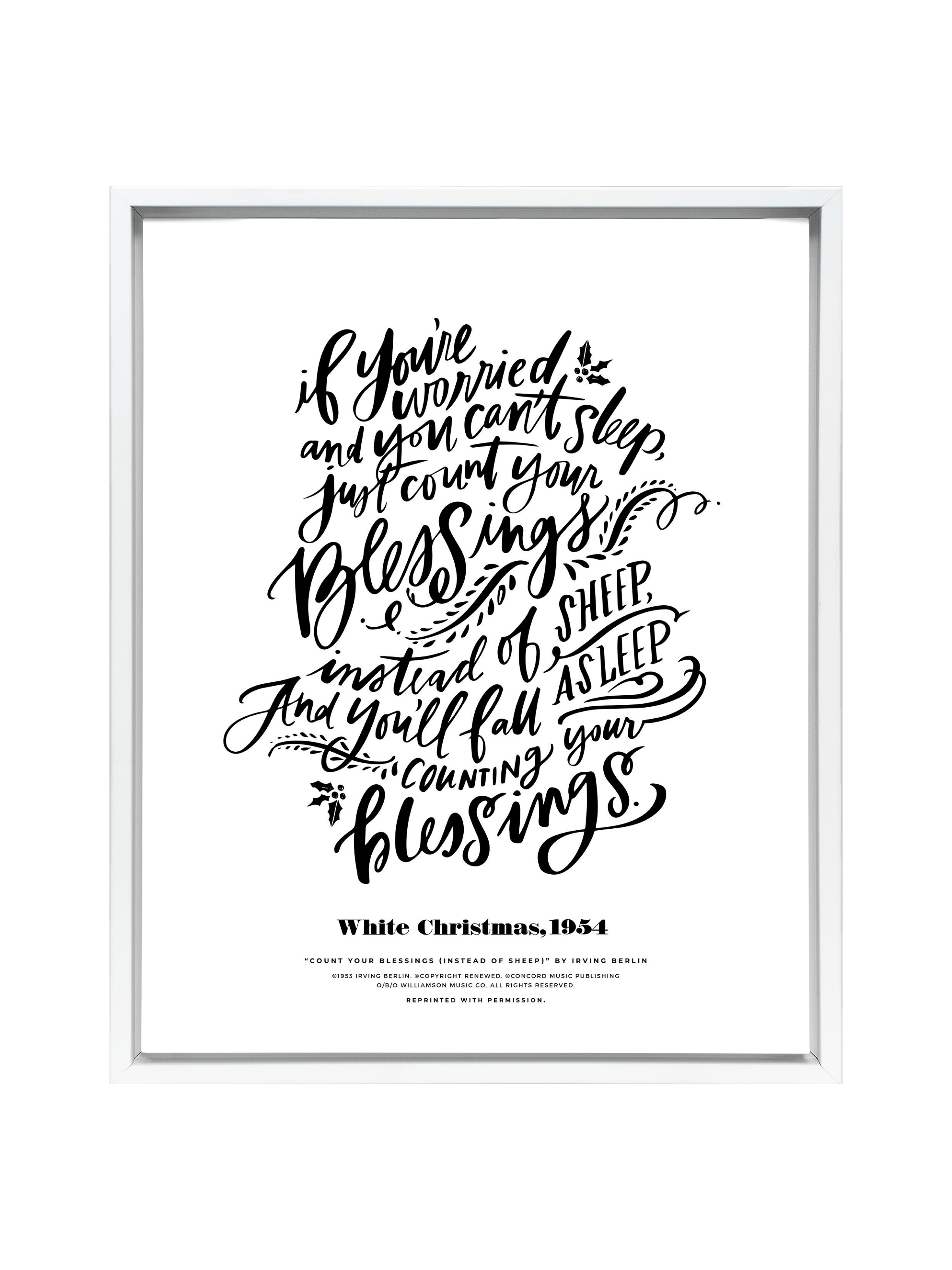 Count Your Blessings (White Christmas) | Pure White | Canvas