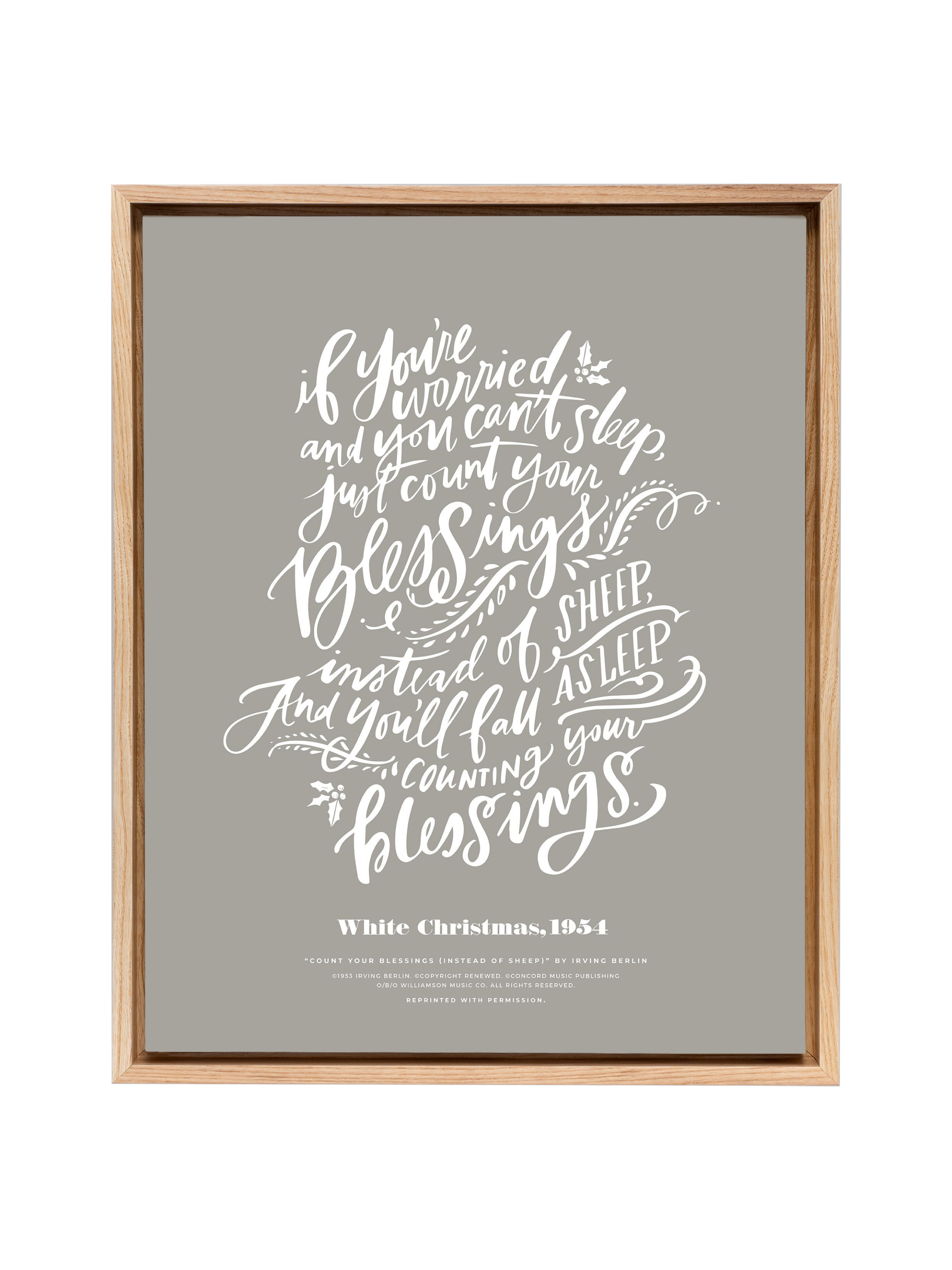 Count Your Blessings (White Christmas) | Warm Grey | Canvas