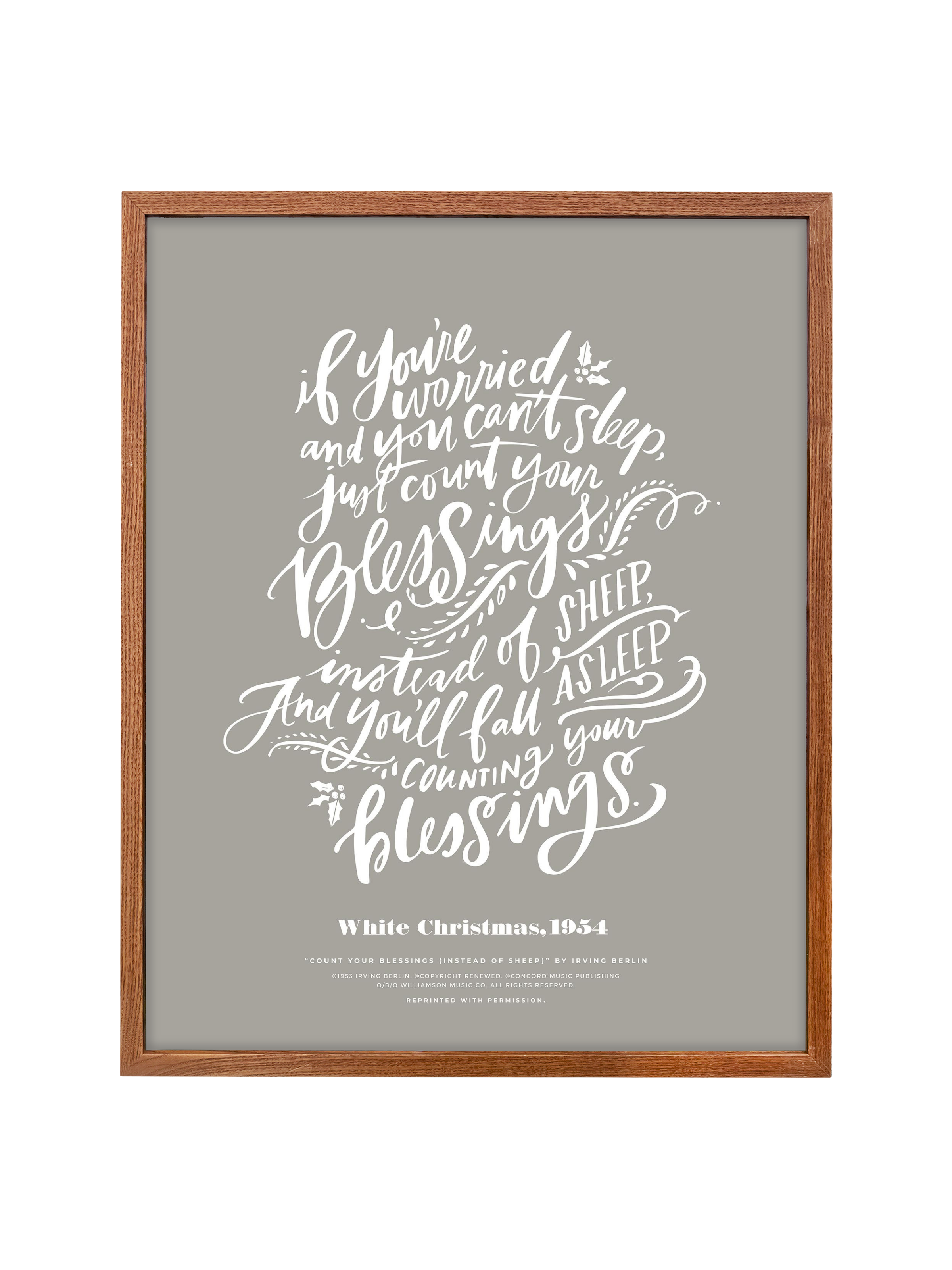 Count Your Blessings (White Christmas) | Warm Grey | Canvas
