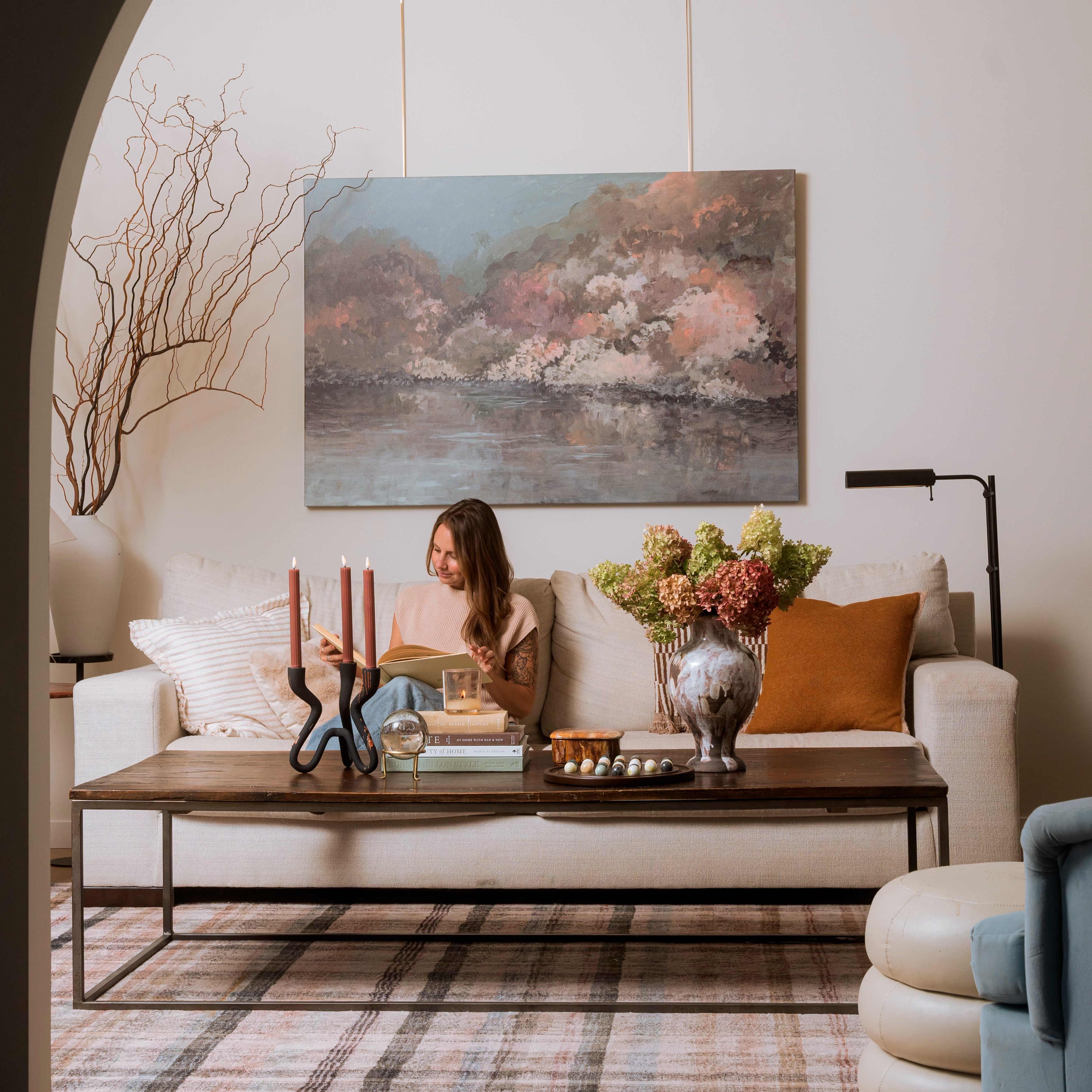 Autumn Shoreline Textured Canvas Wall Art (Rectangle)